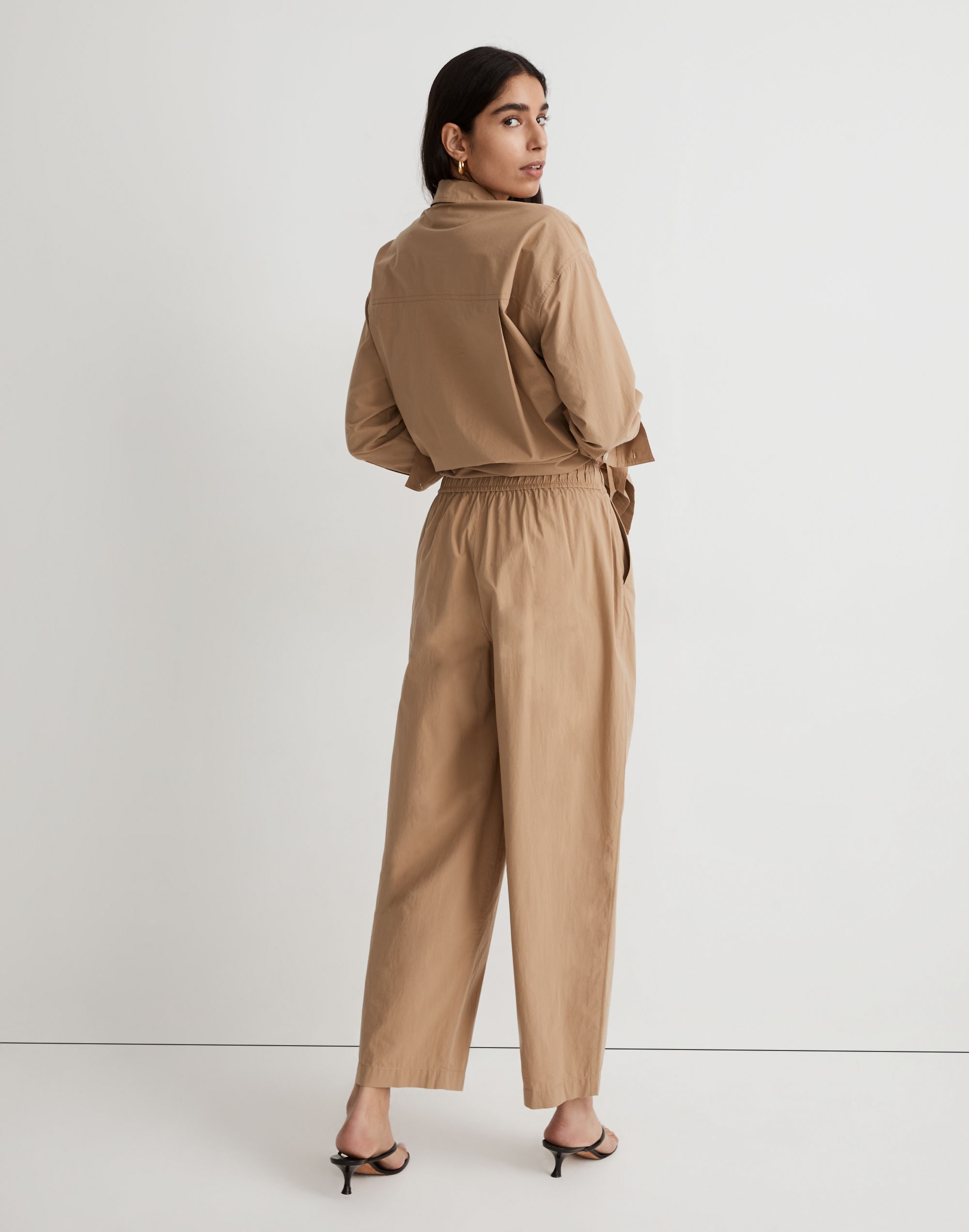 Pull-On Wide-Leg Pants in Signature Poplin