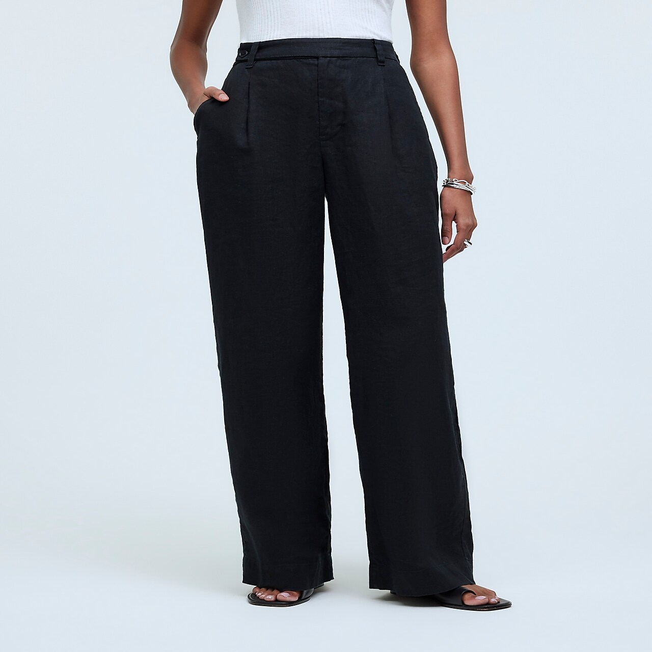 Shop Mw The Harlow Wide-leg Pant In True Black