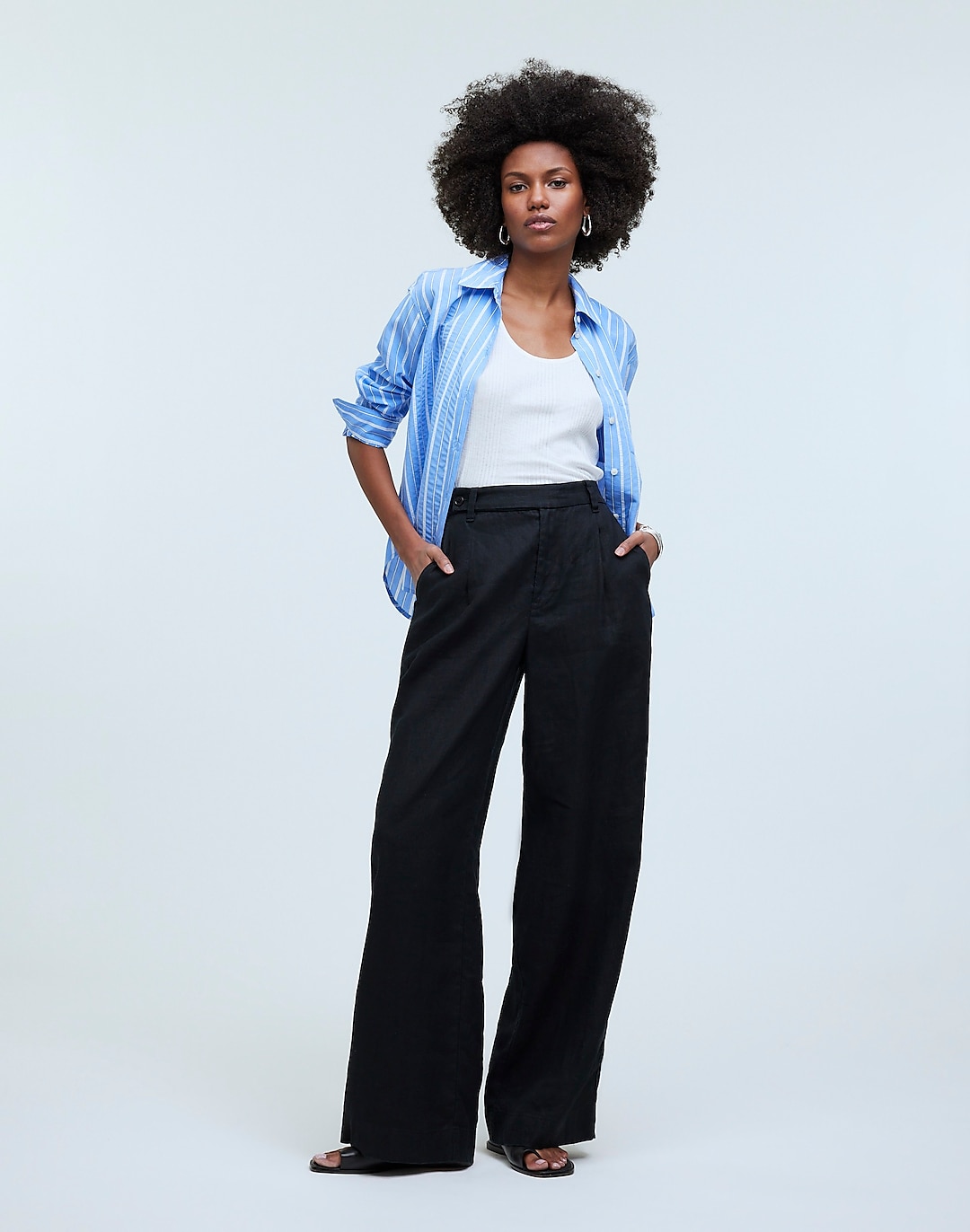 ASOS DESIGN Tall pull on pant with linen in black