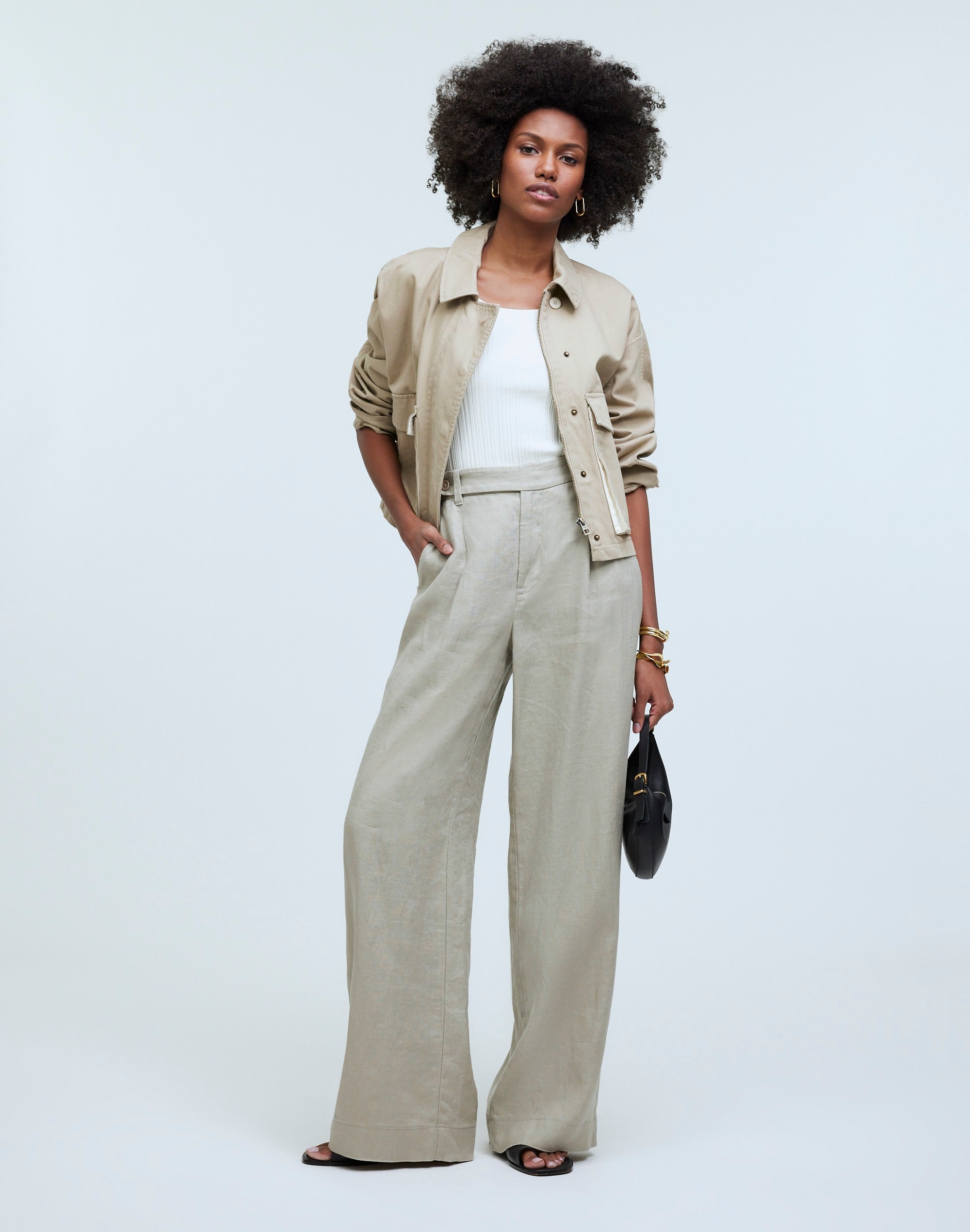 The Petite Harlow Wide-Leg Pant in 100% Linen