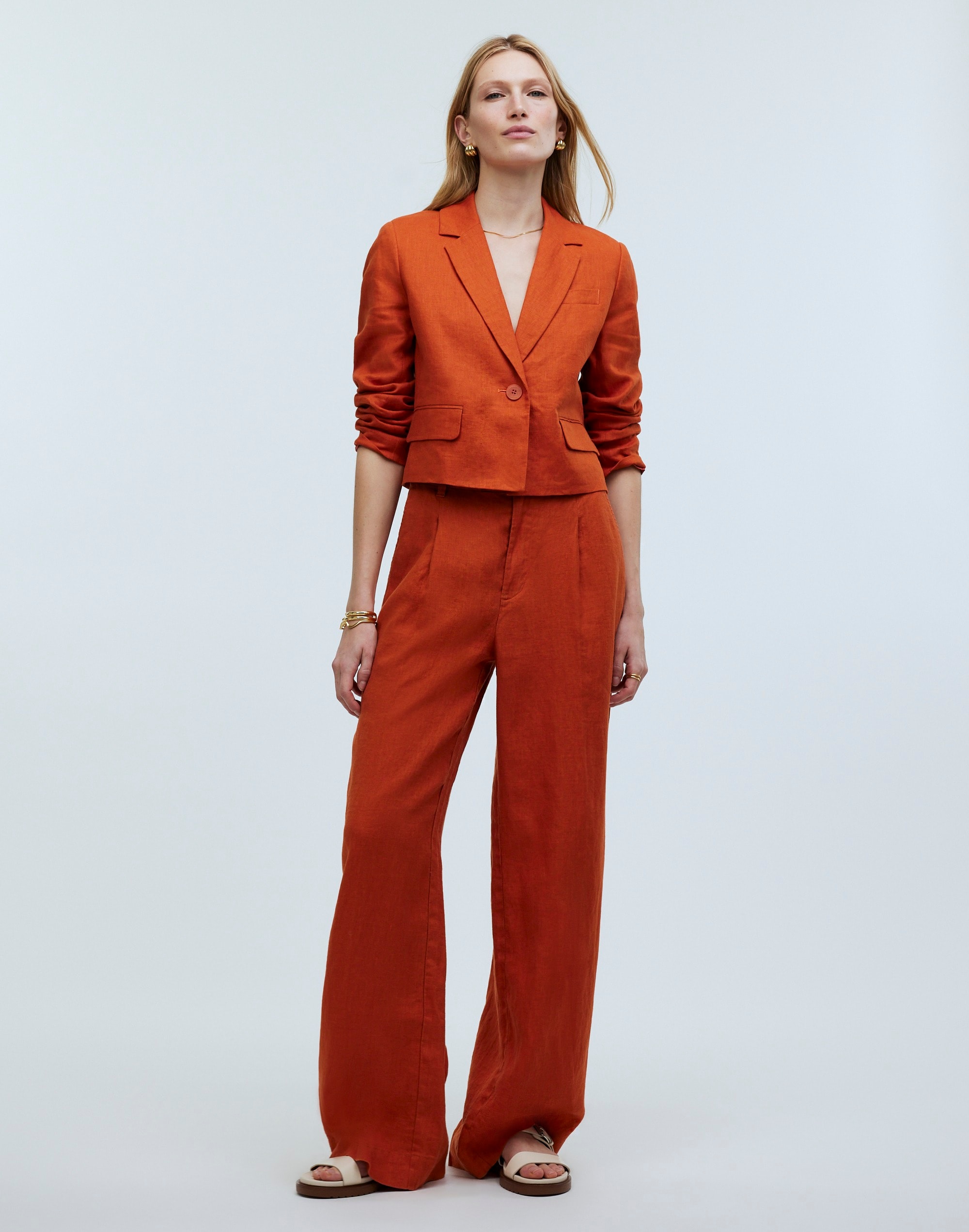 The Petite Harlow Wide-Leg Pant in 100% Linen