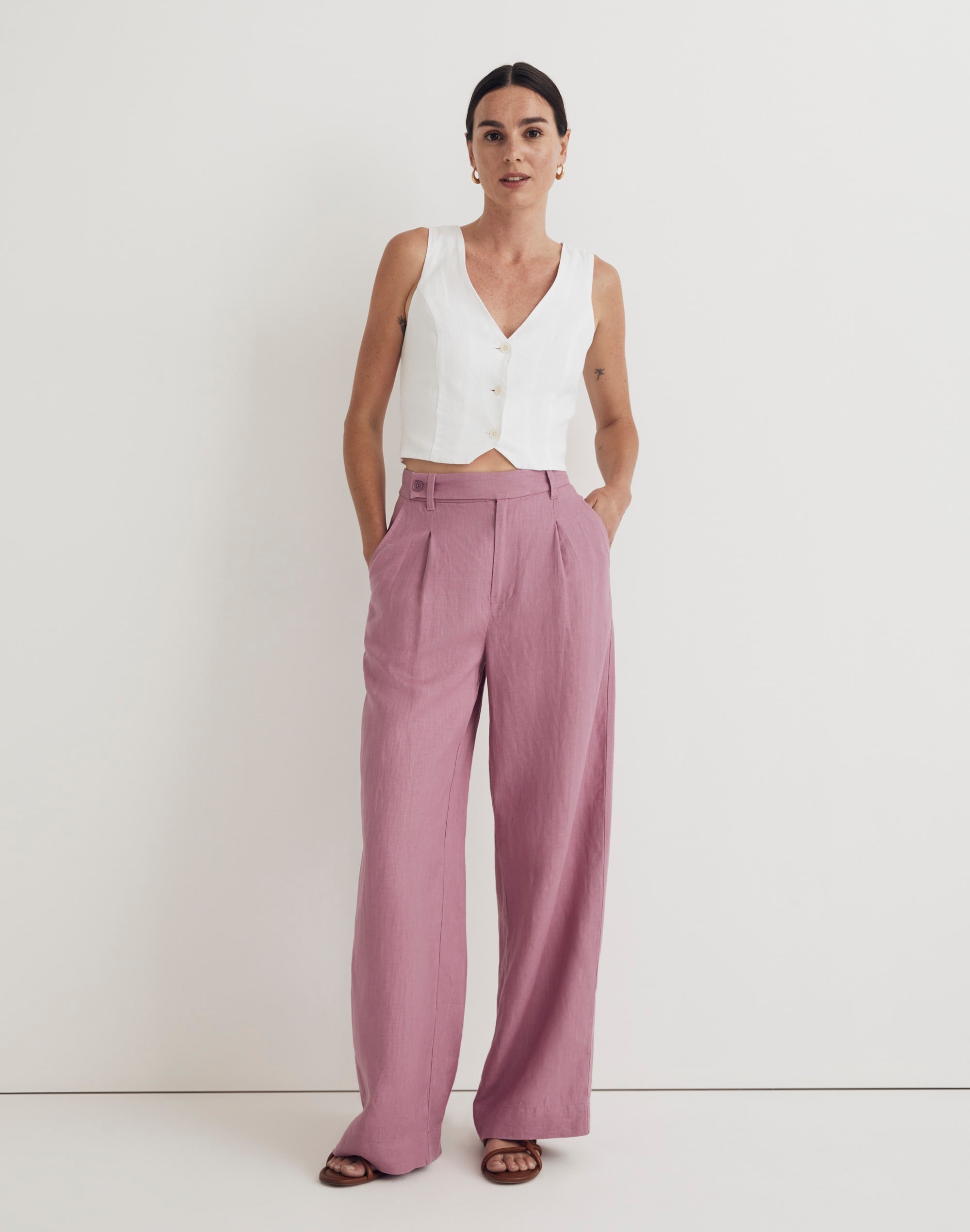 Mw The Harlow Wide-leg Pant In Shaded Pink