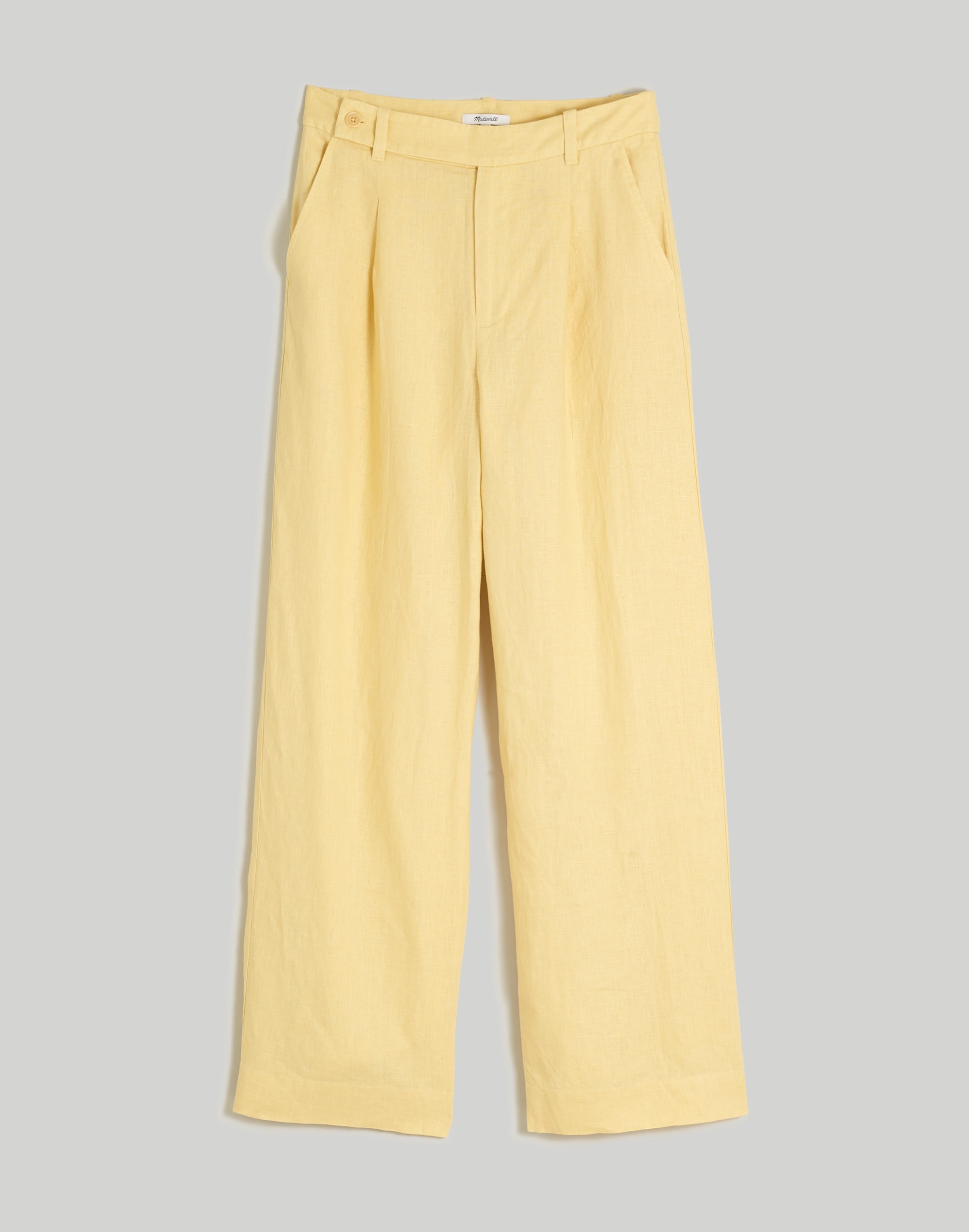 The Harlow Wide-Leg Pant in 100% Linen in light straw image 5