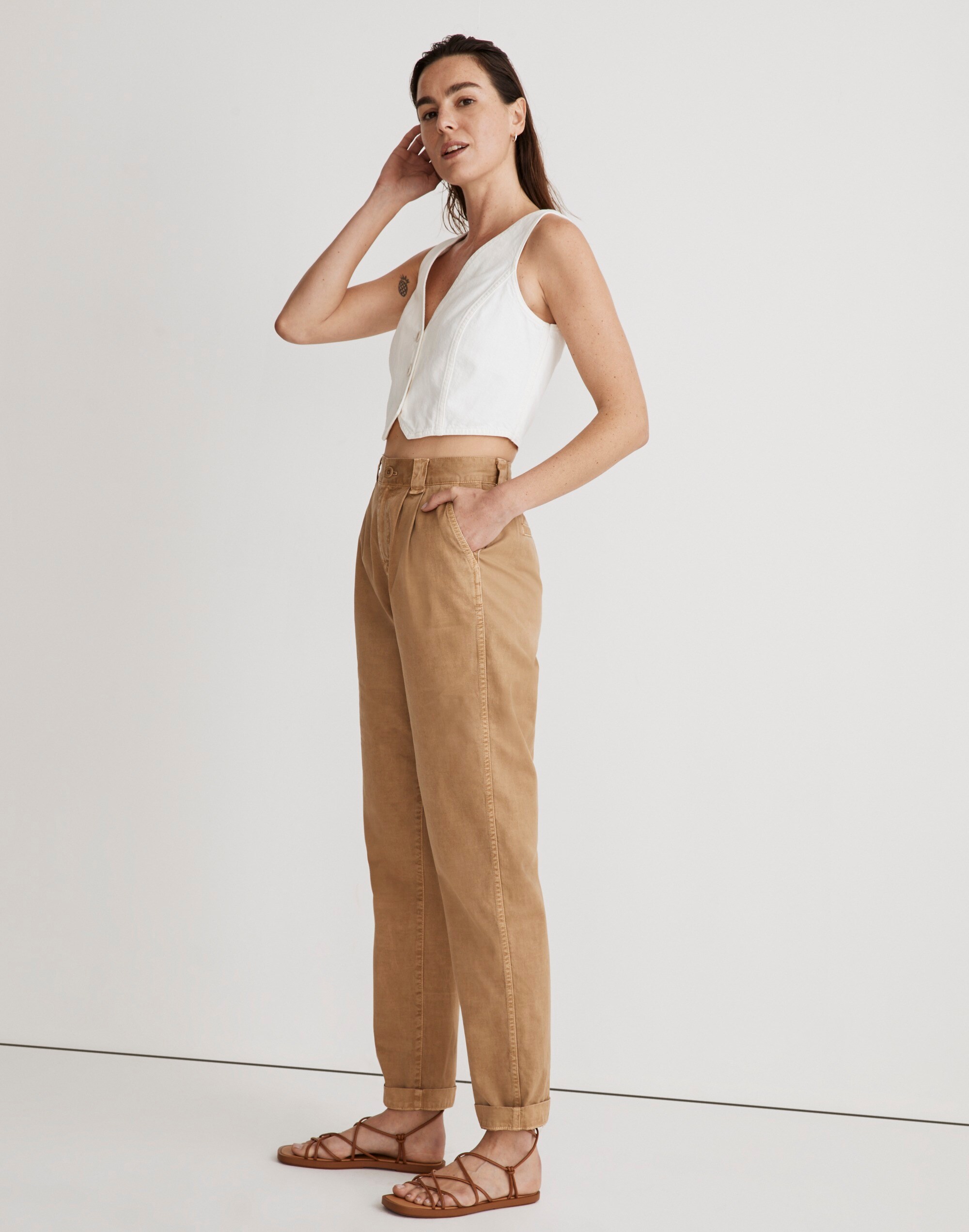 Garment-Dyed Tapered Chino Pants