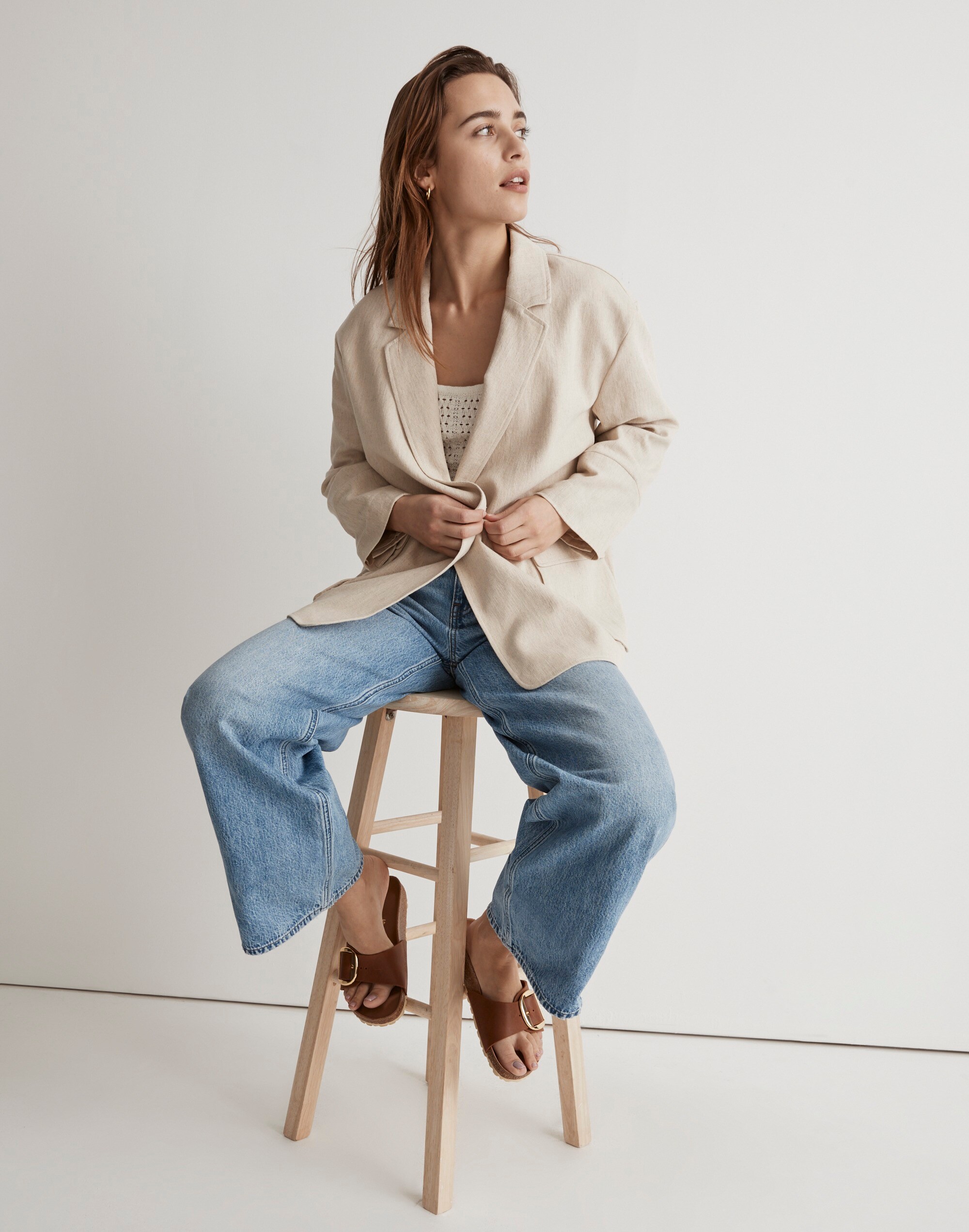 The Cargo Double-Breasted Blazer in Linen-Cotton