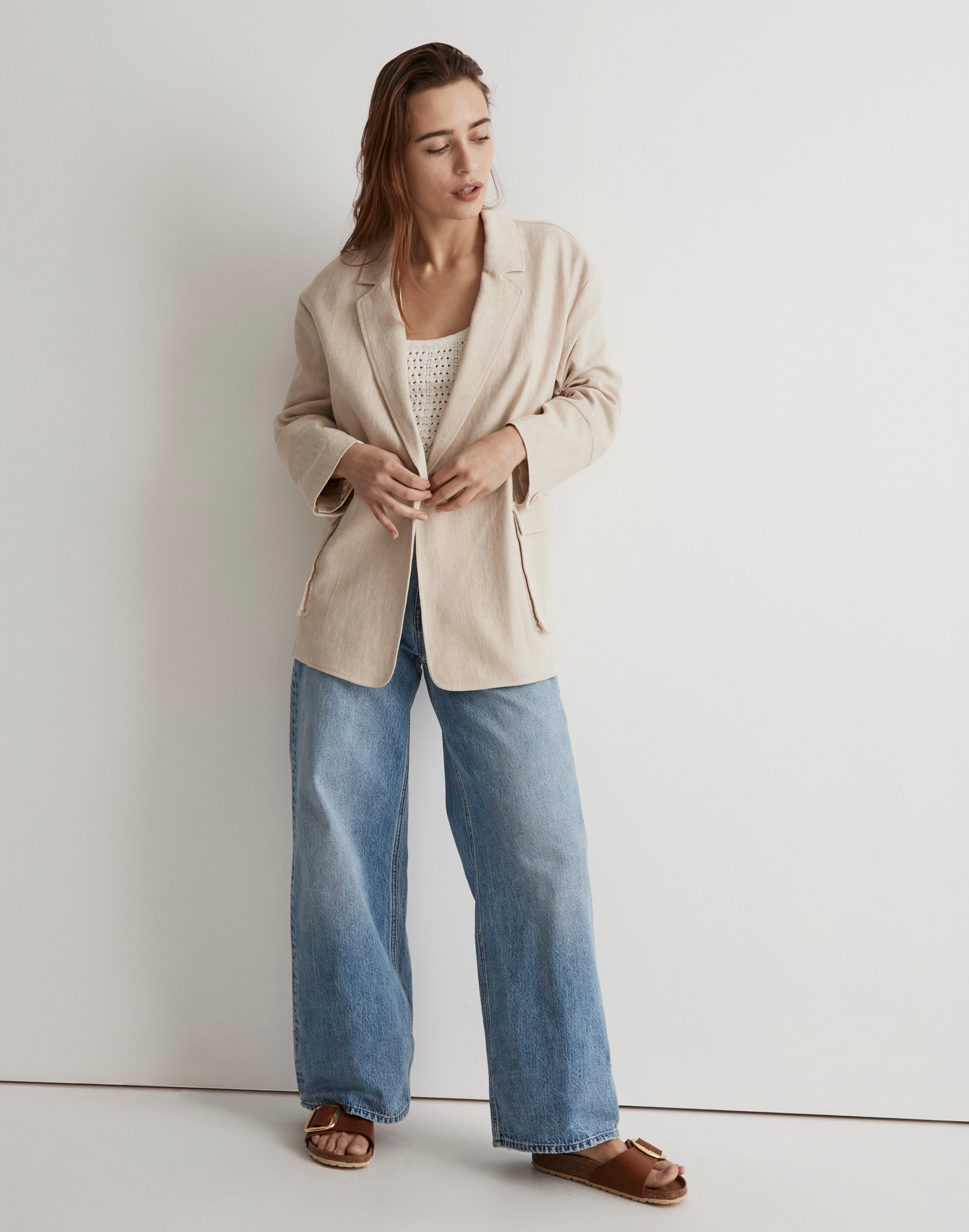 The Cargo Double-Breasted Blazer in Linen-Cotton