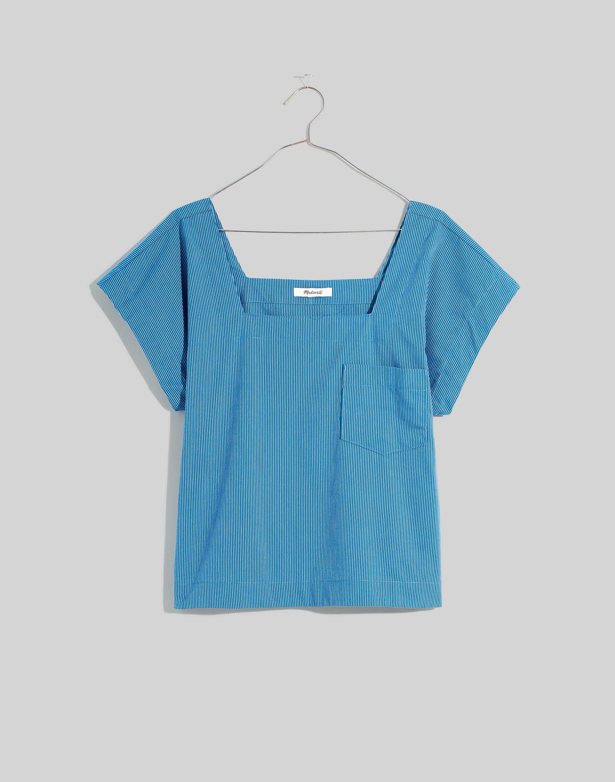 Square-Neck Top in Pinstripe