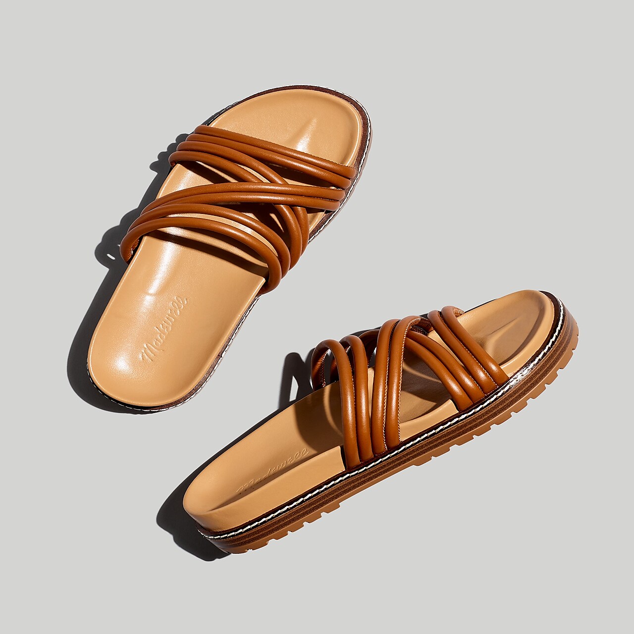 Mw The Charley Strappy Slide Sandal In English Saddle