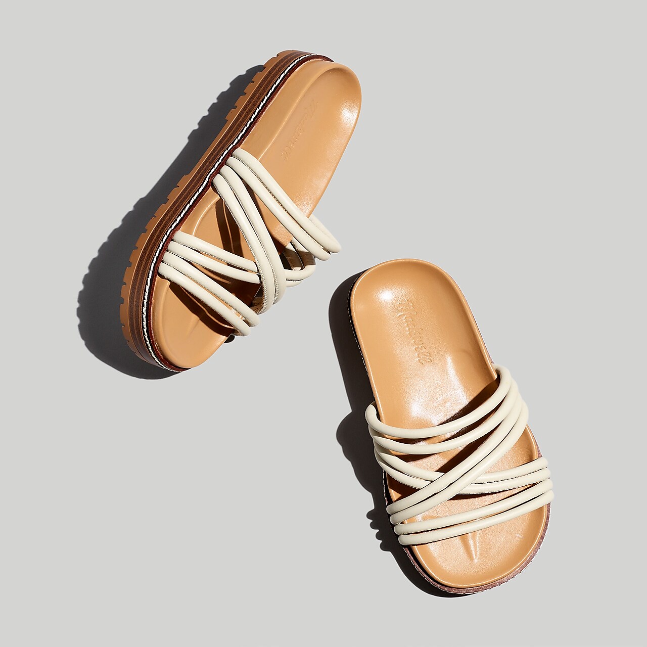 Mw The Charley Strappy Slide Sandal In Pale Oyster