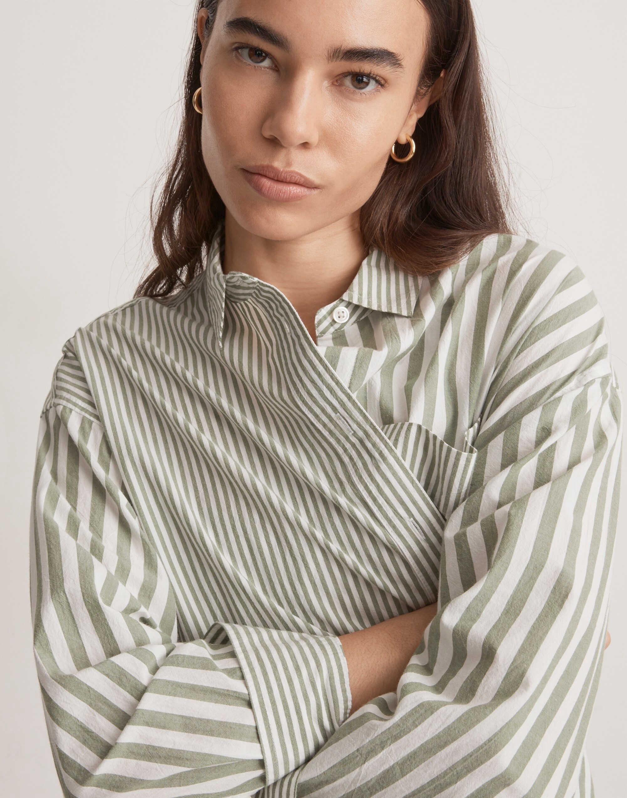 The Signature Poplin Oversized Shirt in Springy Stripe