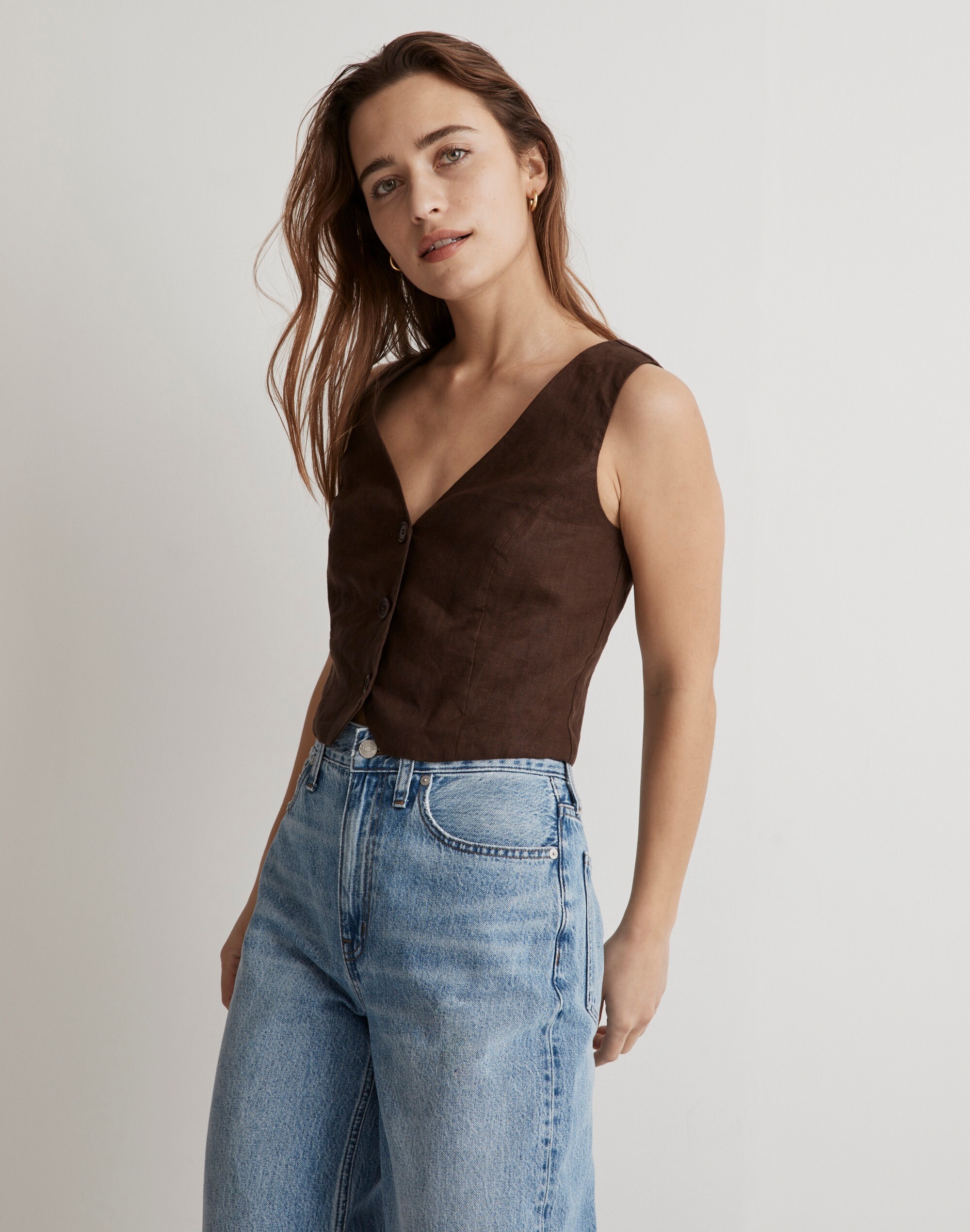 100% Linen Katrina Crop Vest Top