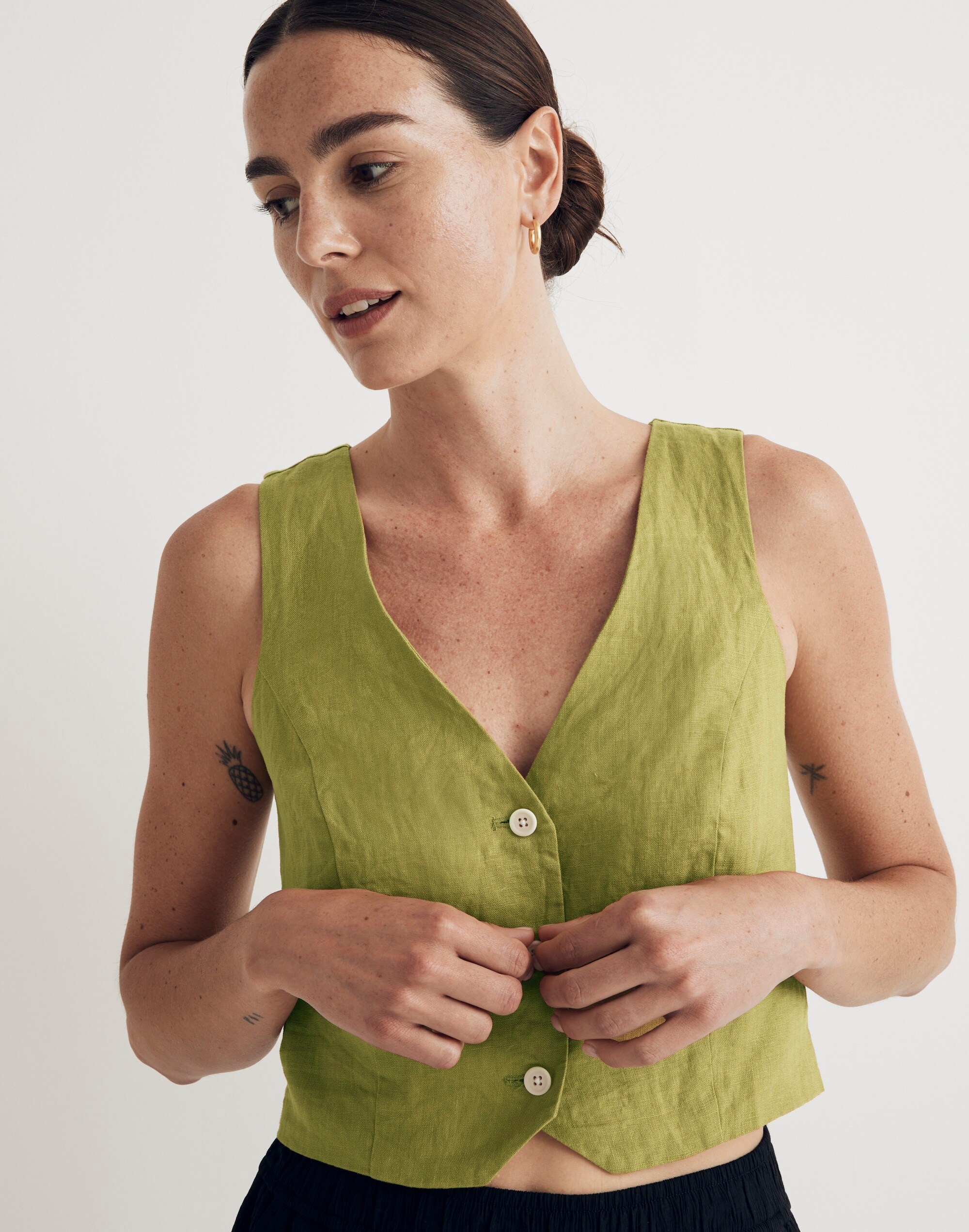 100% Linen Katrina Crop Vest Top