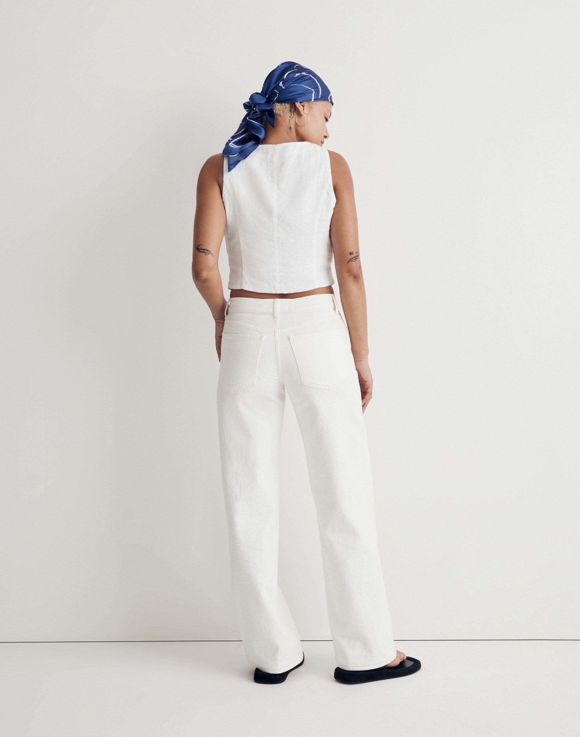 100% Linen Katrina Crop Vest Top in null image 3