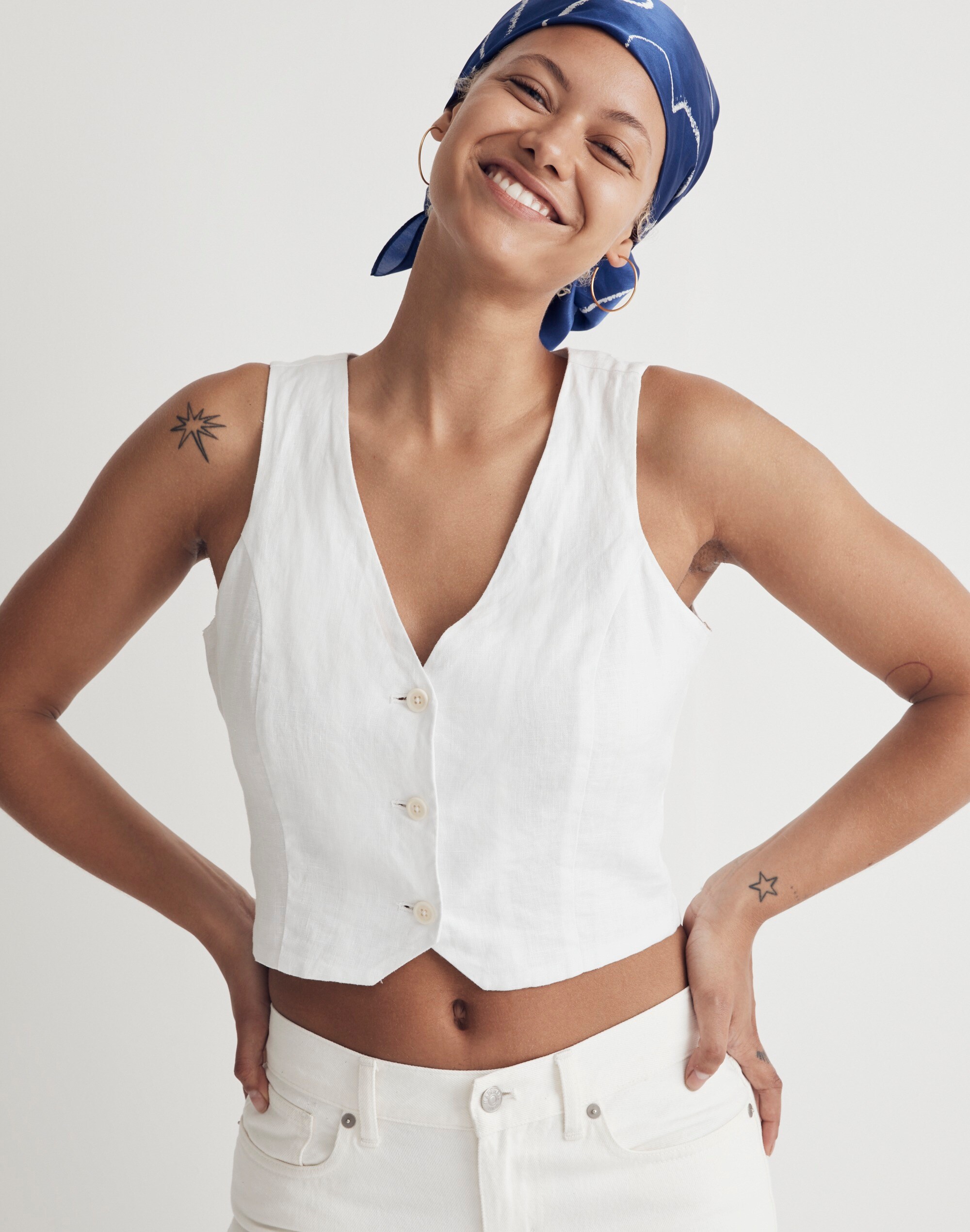100% Linen Katrina Crop Vest Top
