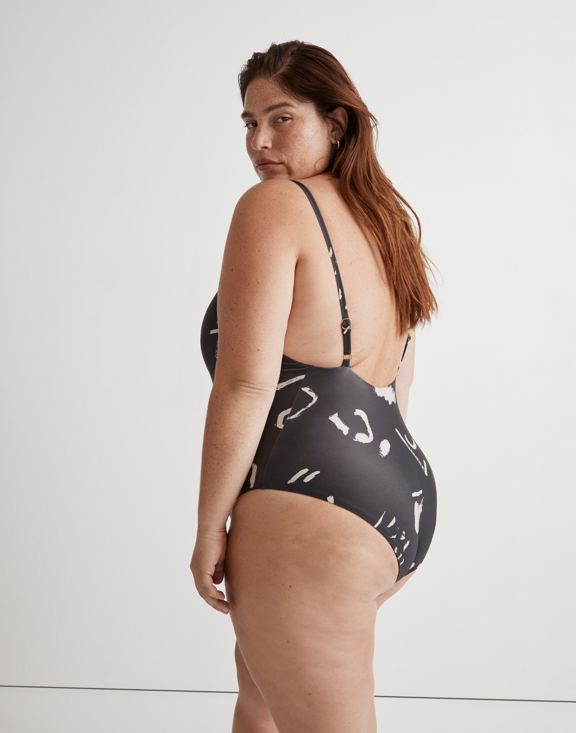 Plus Madewell x Caroline Z Hurley Spaghetti-Strap One-Piece Swimsuit in Abstract Alpha