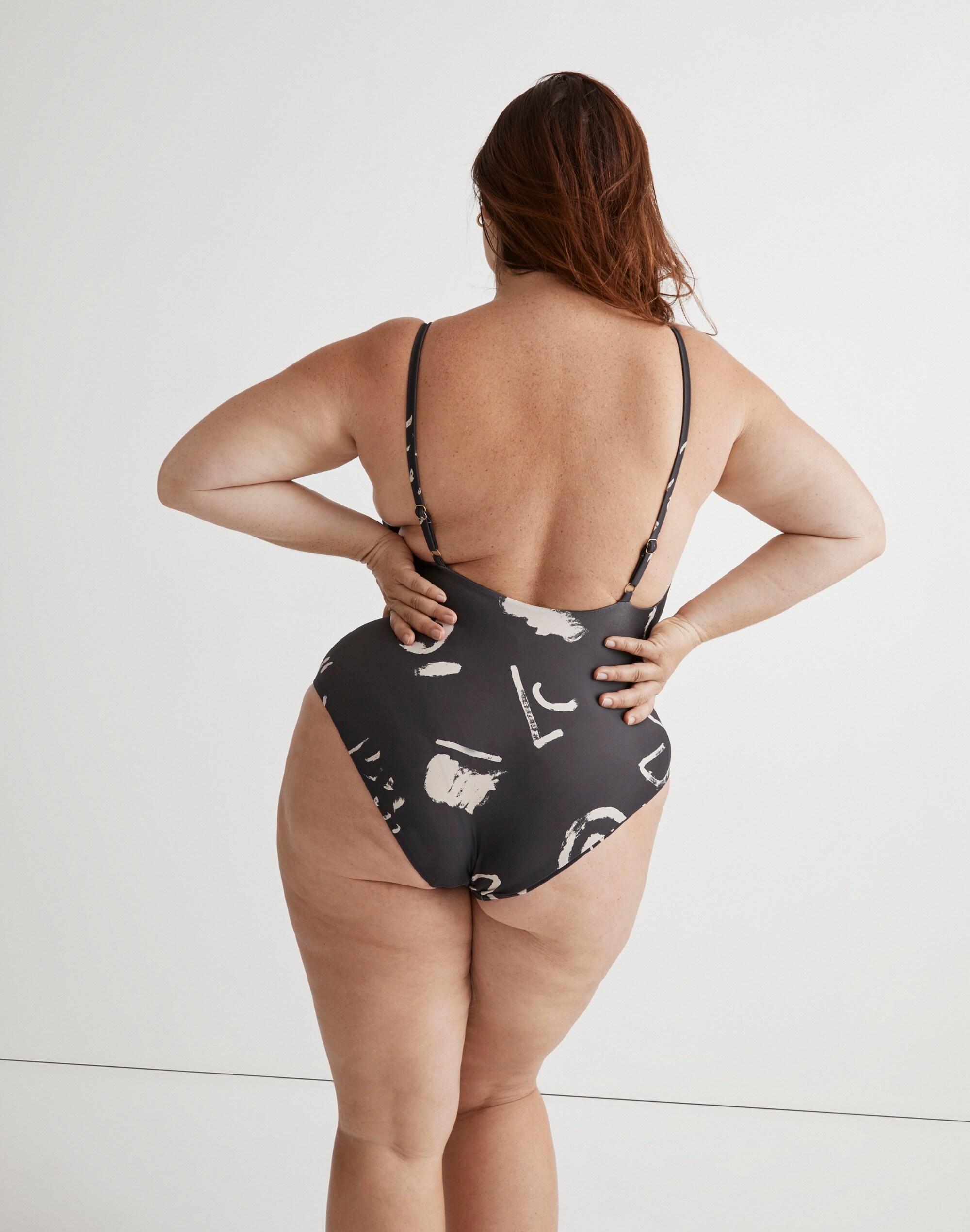 Plus Madewell x Caroline Z Hurley Spaghetti-Strap One-Piece Swimsuit in Abstract Alpha