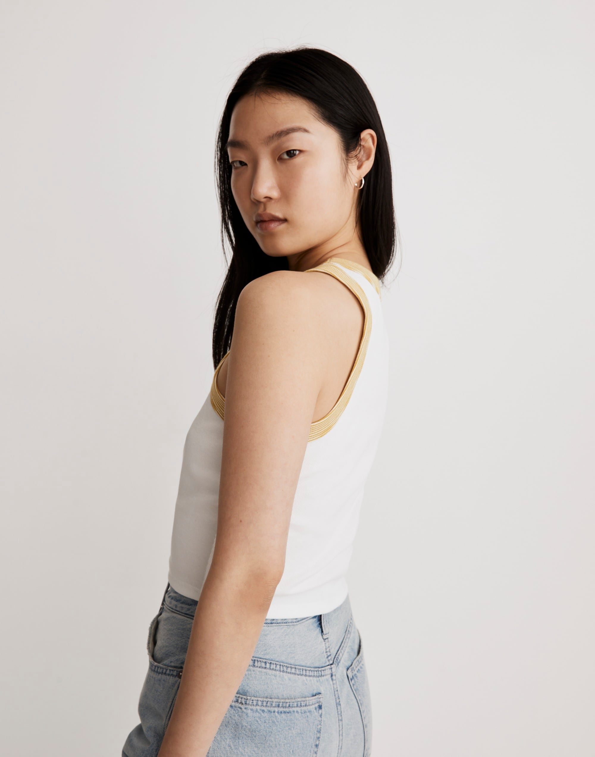 Supima&reg; Rib Cutaway Crop Tank