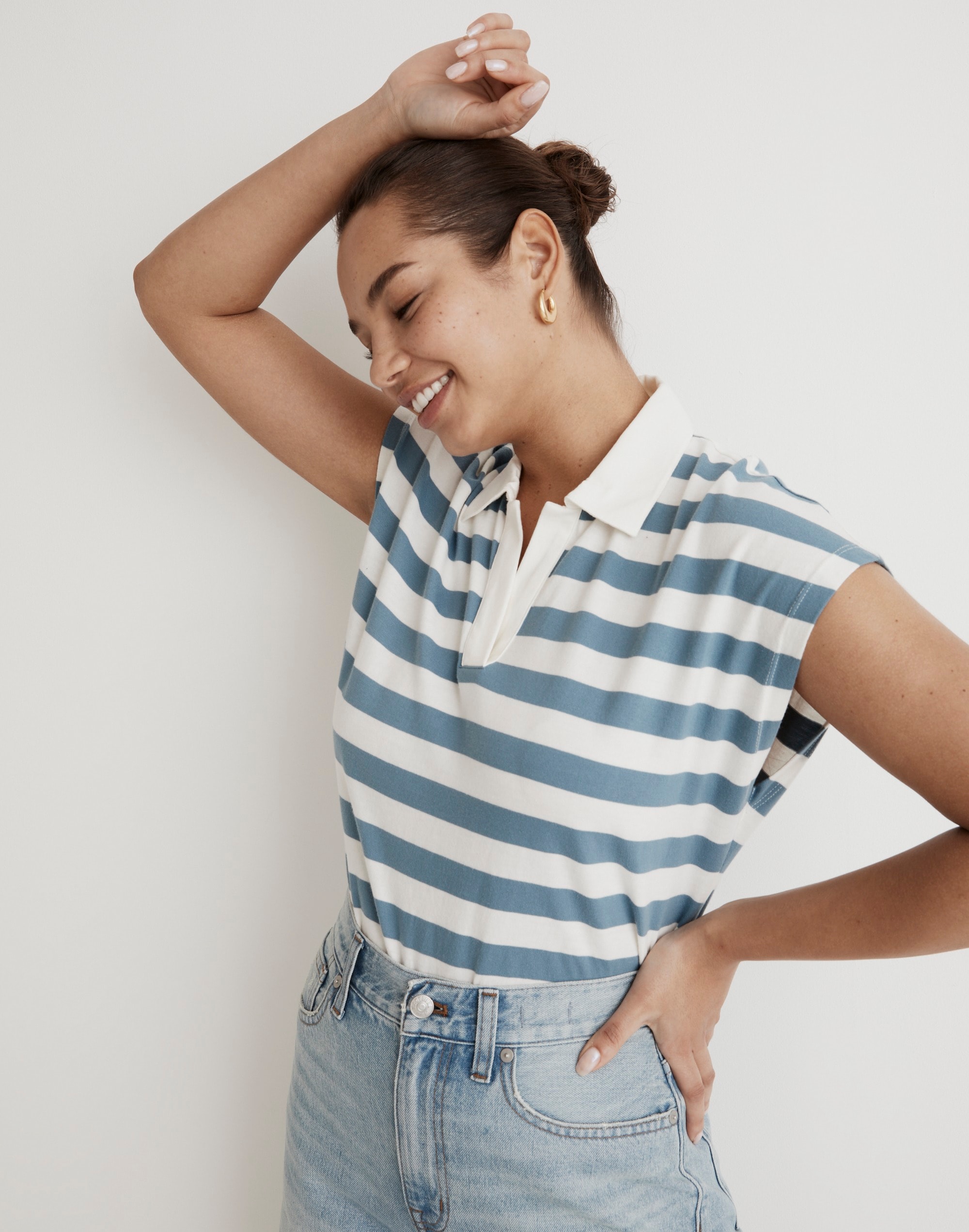 Relaxed Polo Tee in Stripe