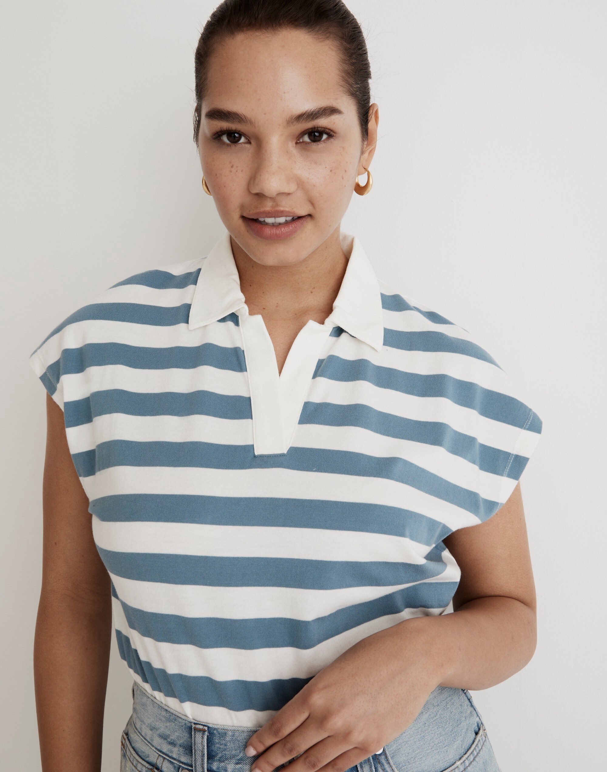 Relaxed Polo Tee in Stripe
