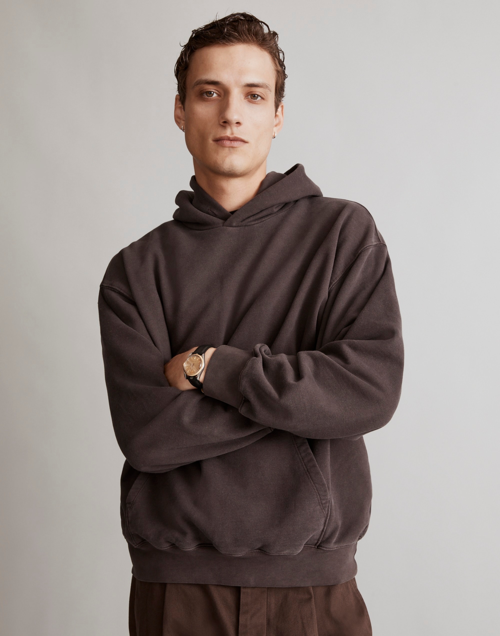 Madewell The Mccarren Midweight Hoodie Sweatshirt In Roasted Chicory