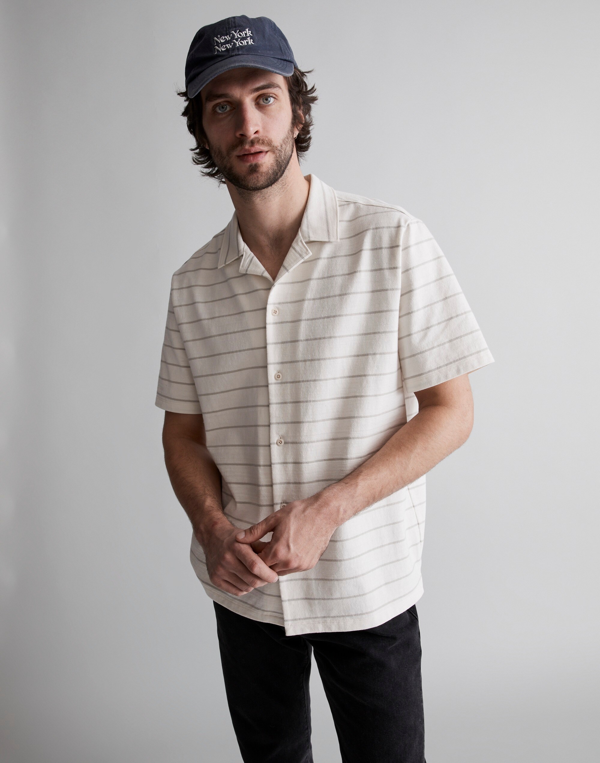 Knit Easy Short-Sleeve Shirt in Stripe