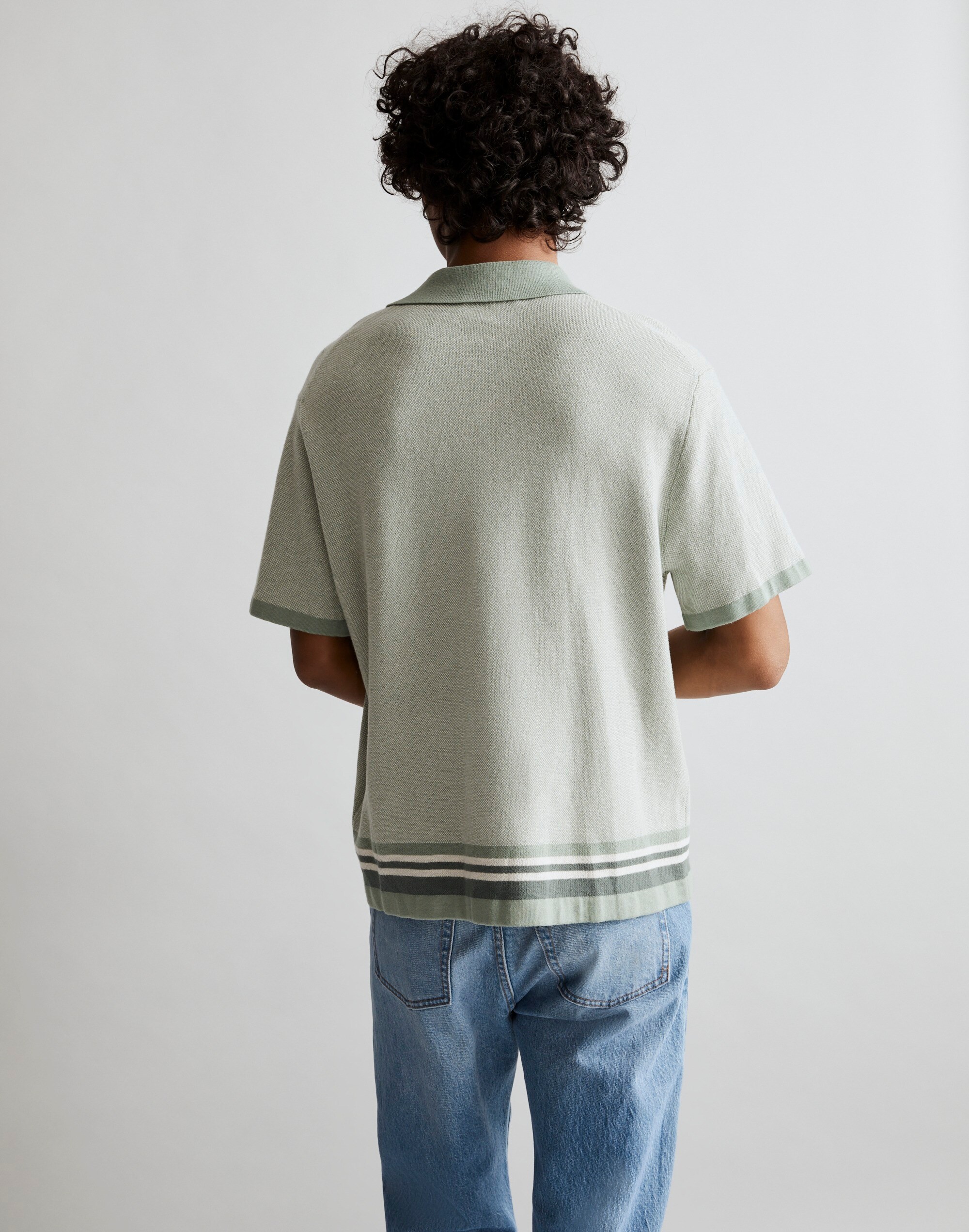 Button-Up Sweater Polo in Stripe Alternate Image 1