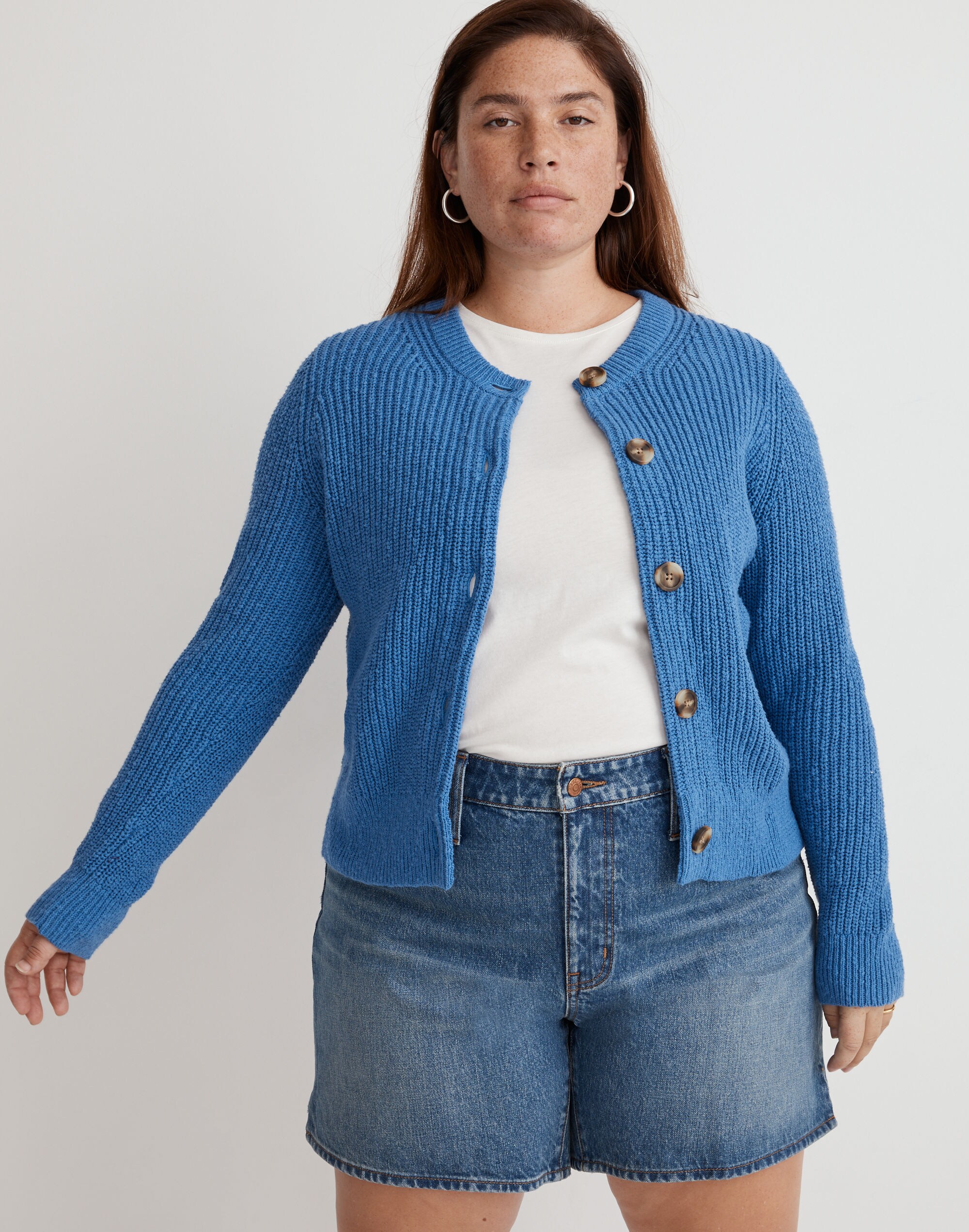 Plus Textural-Knit Cardigan Sweater