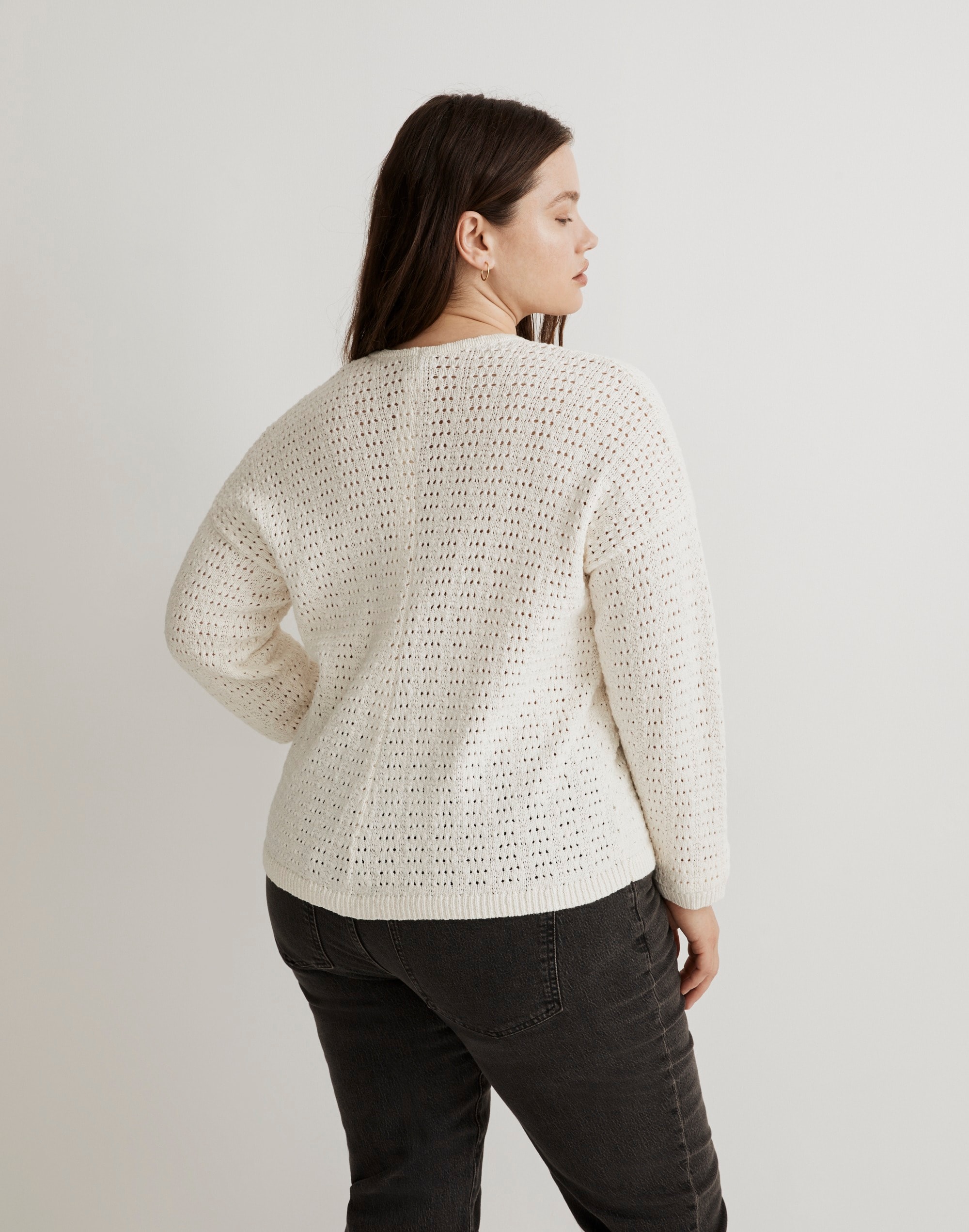 Plus Open-Stitch Cardigan Sweater