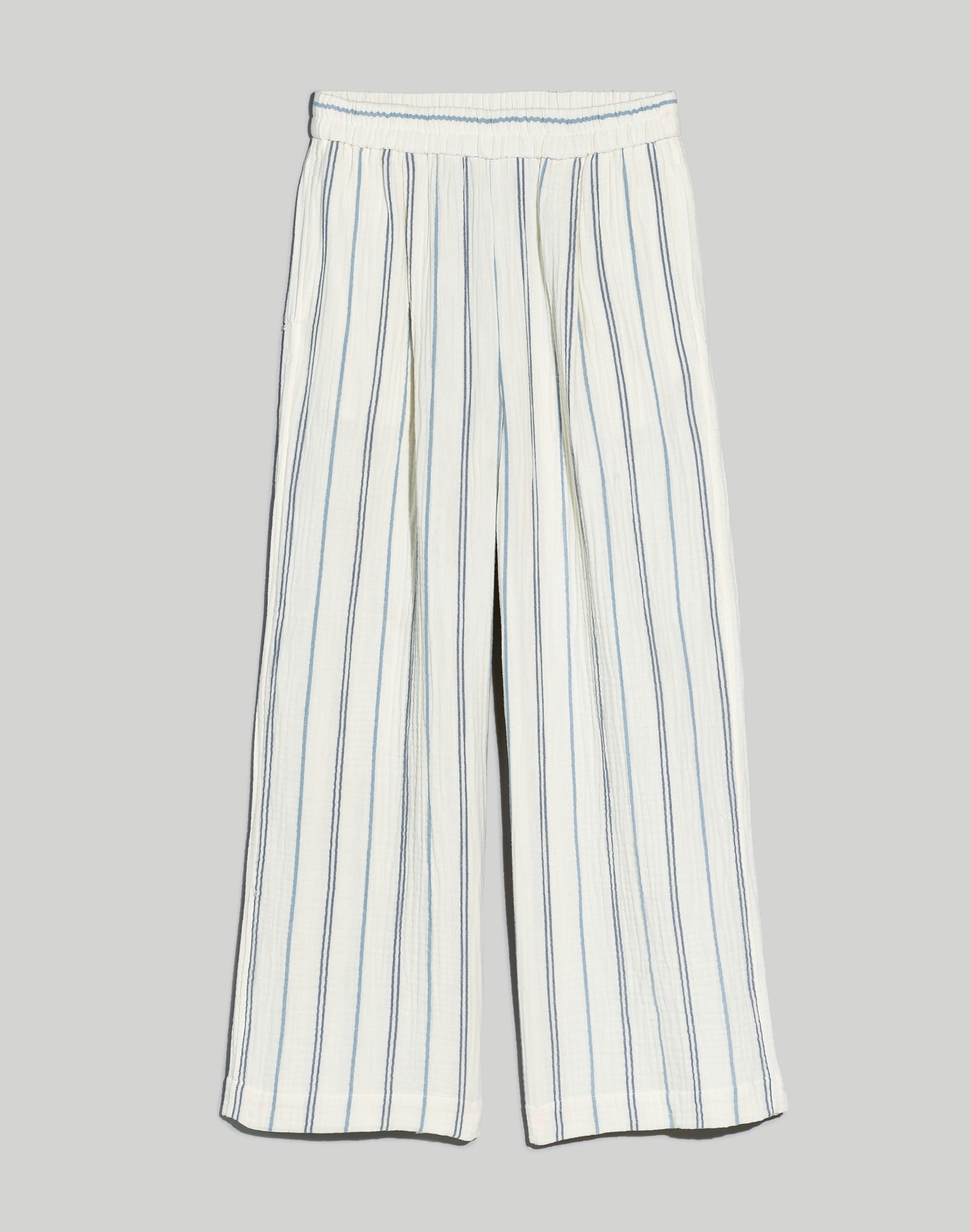 The Plus Untailored Wide-Leg Crop Pant in Striped Lightspun