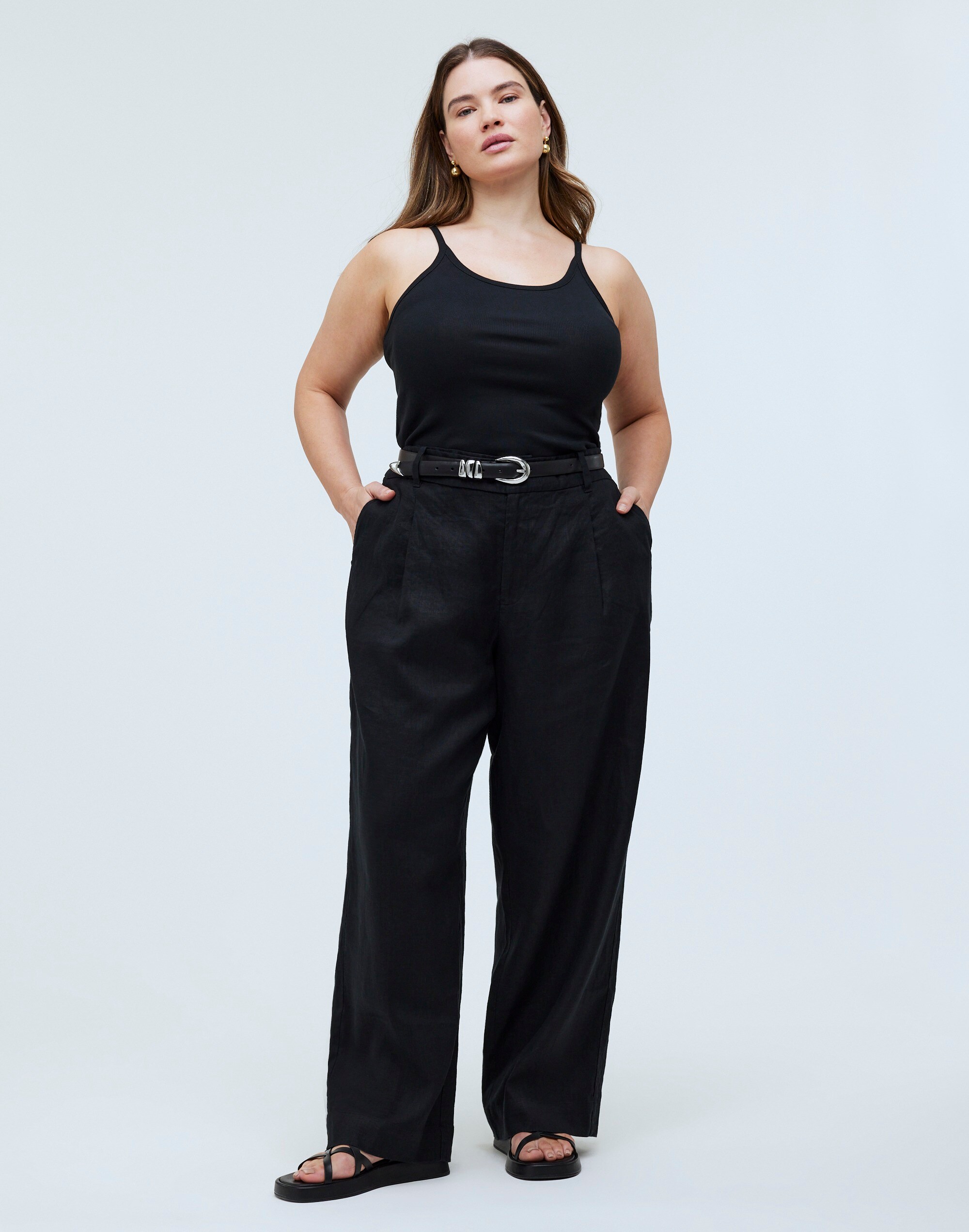 The Plus Harlow Wide-Leg Pant in 100% Linen