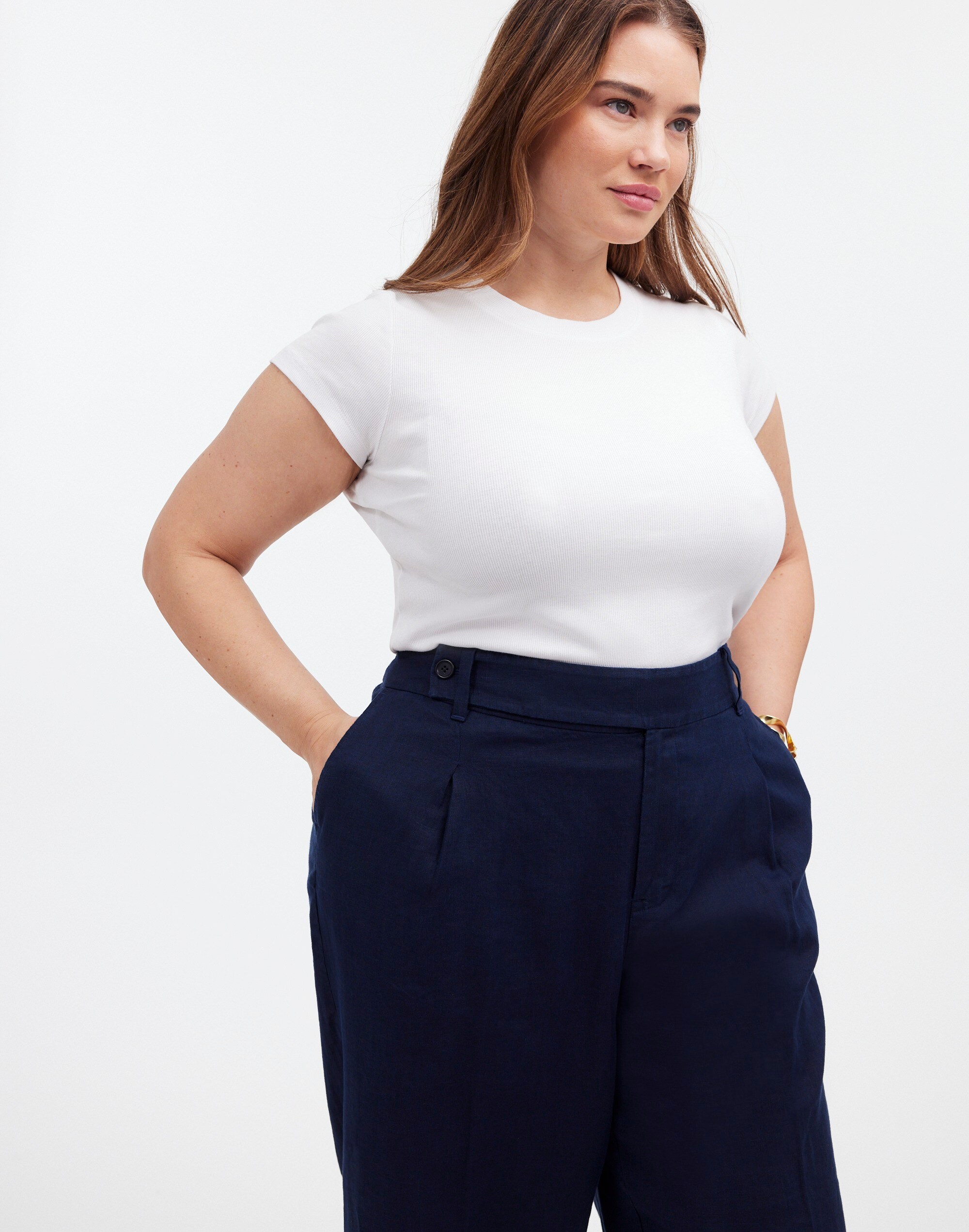 The Plus Harlow Wide-Leg Pant in 100% Linen