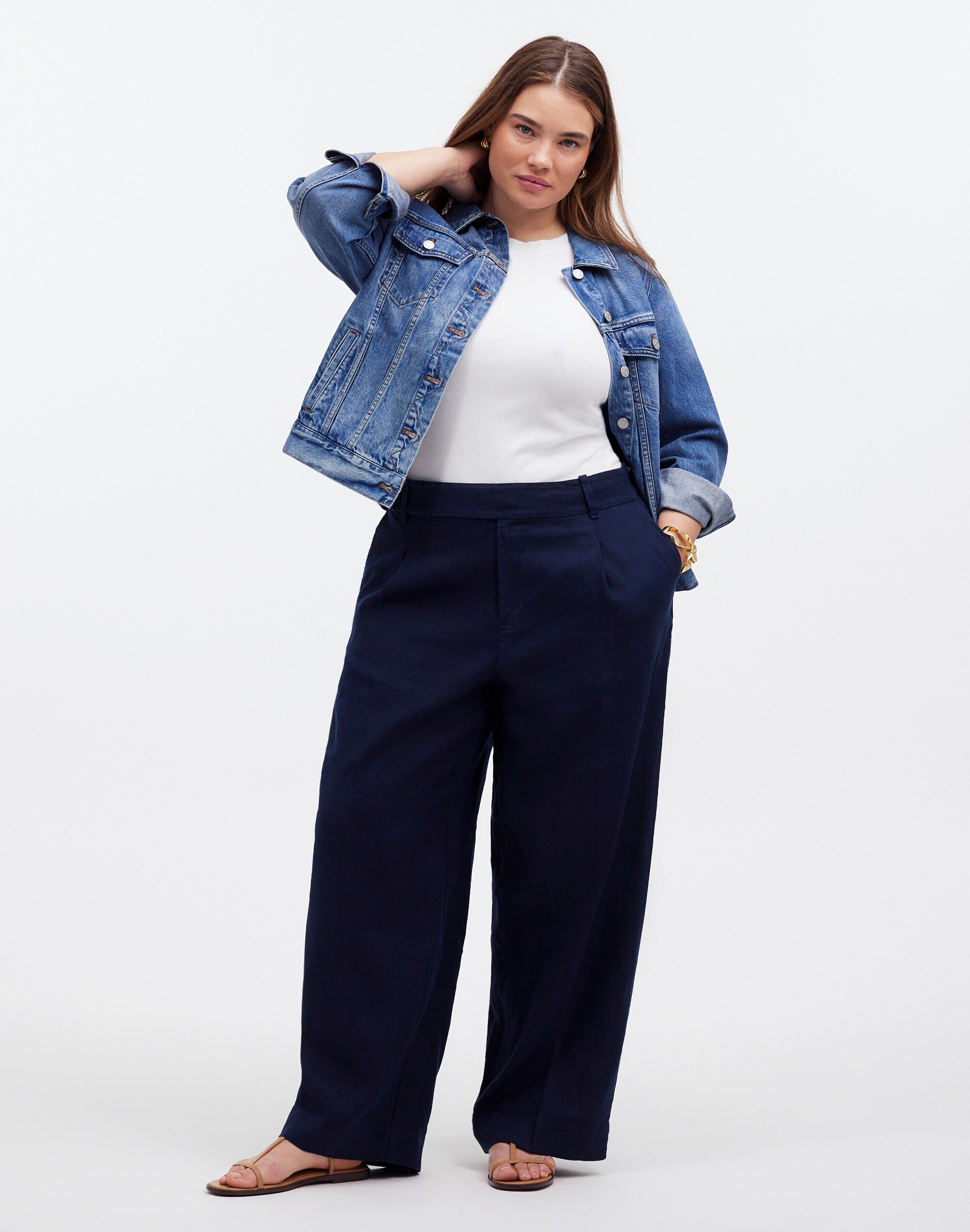 The Plus Harlow Wide-Leg Pant in 100% Linen