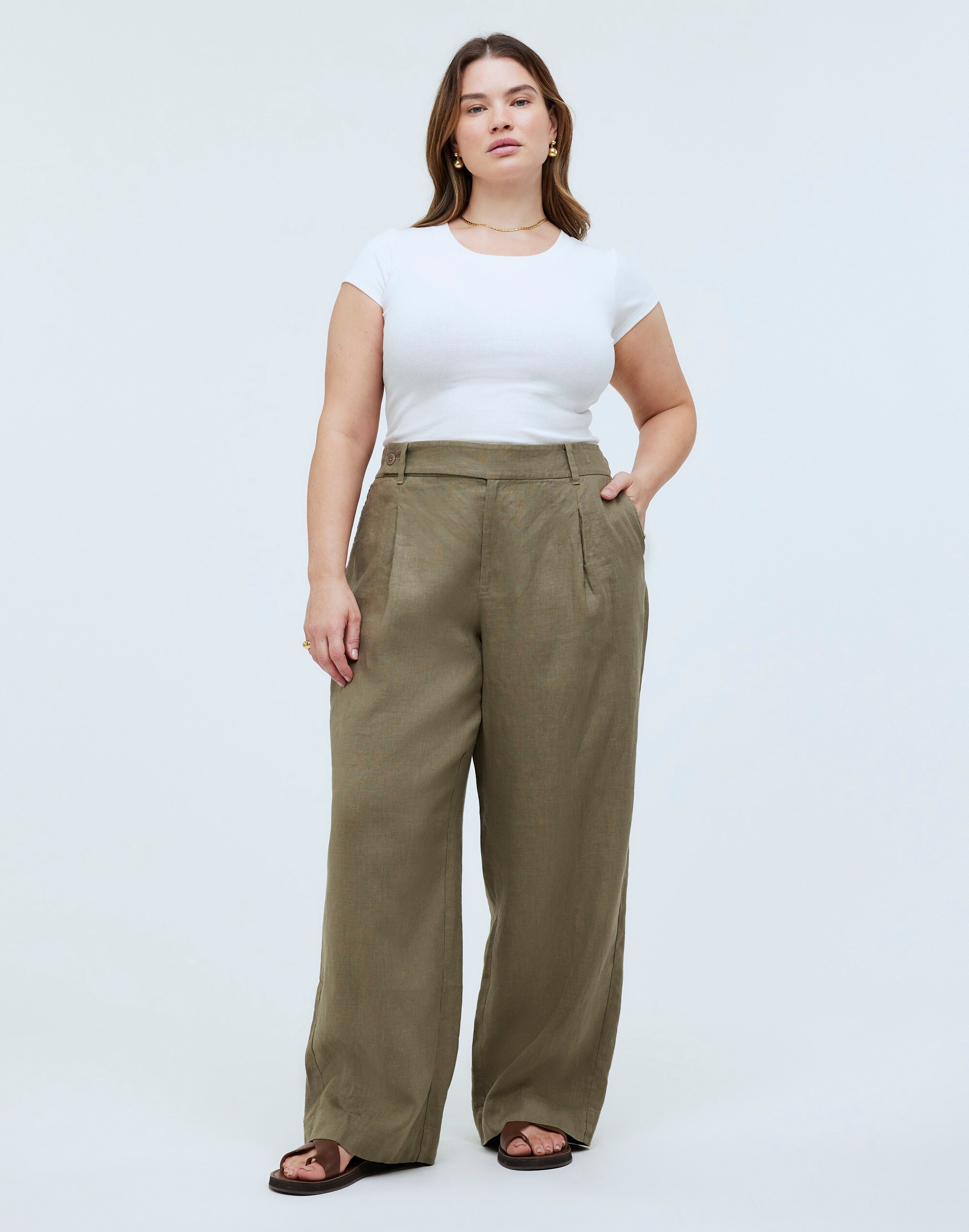 The Plus Harlow Wide-Leg Pant in 100% Linen
