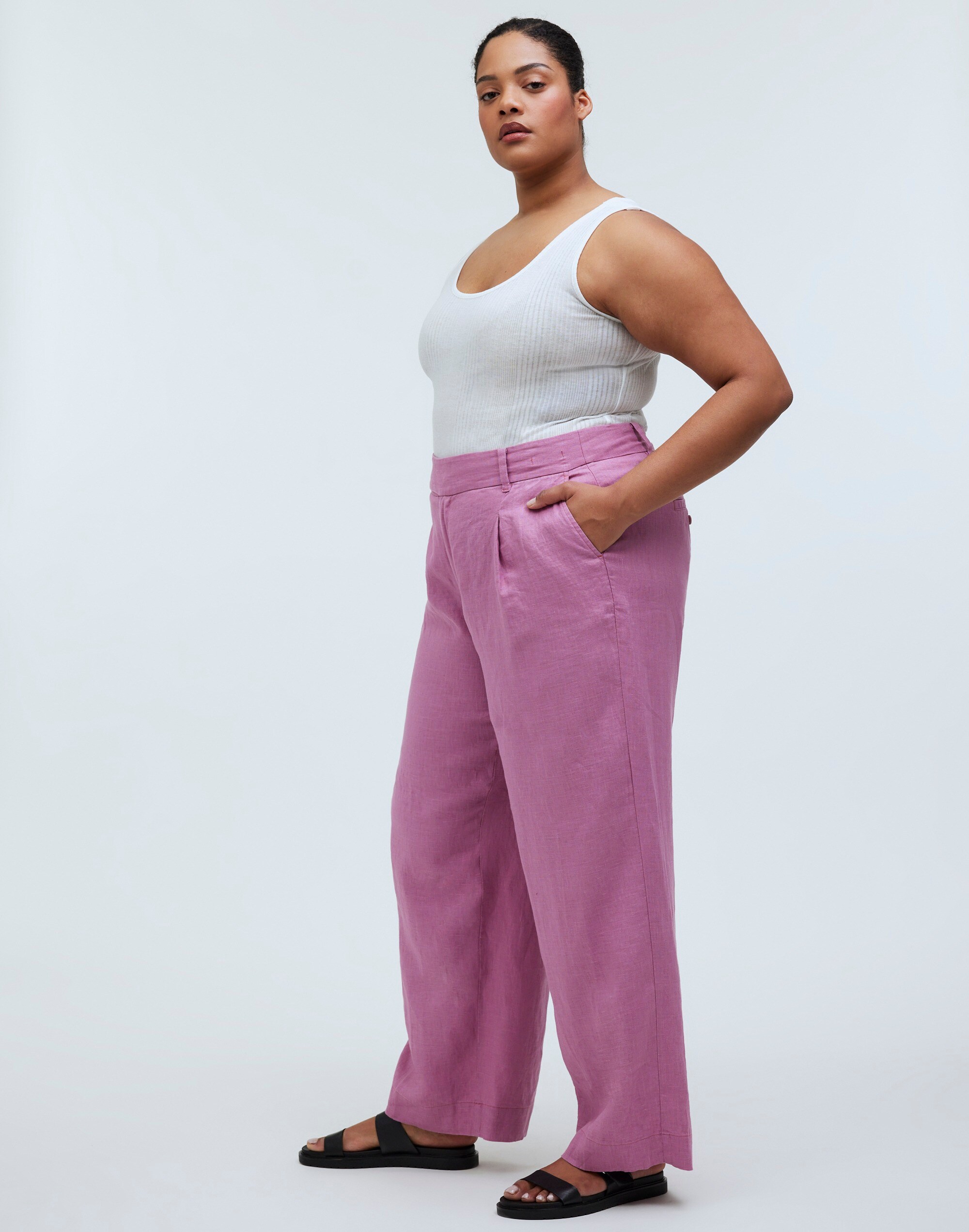 The Plus Harlow Wide-Leg Pant in 100% Linen