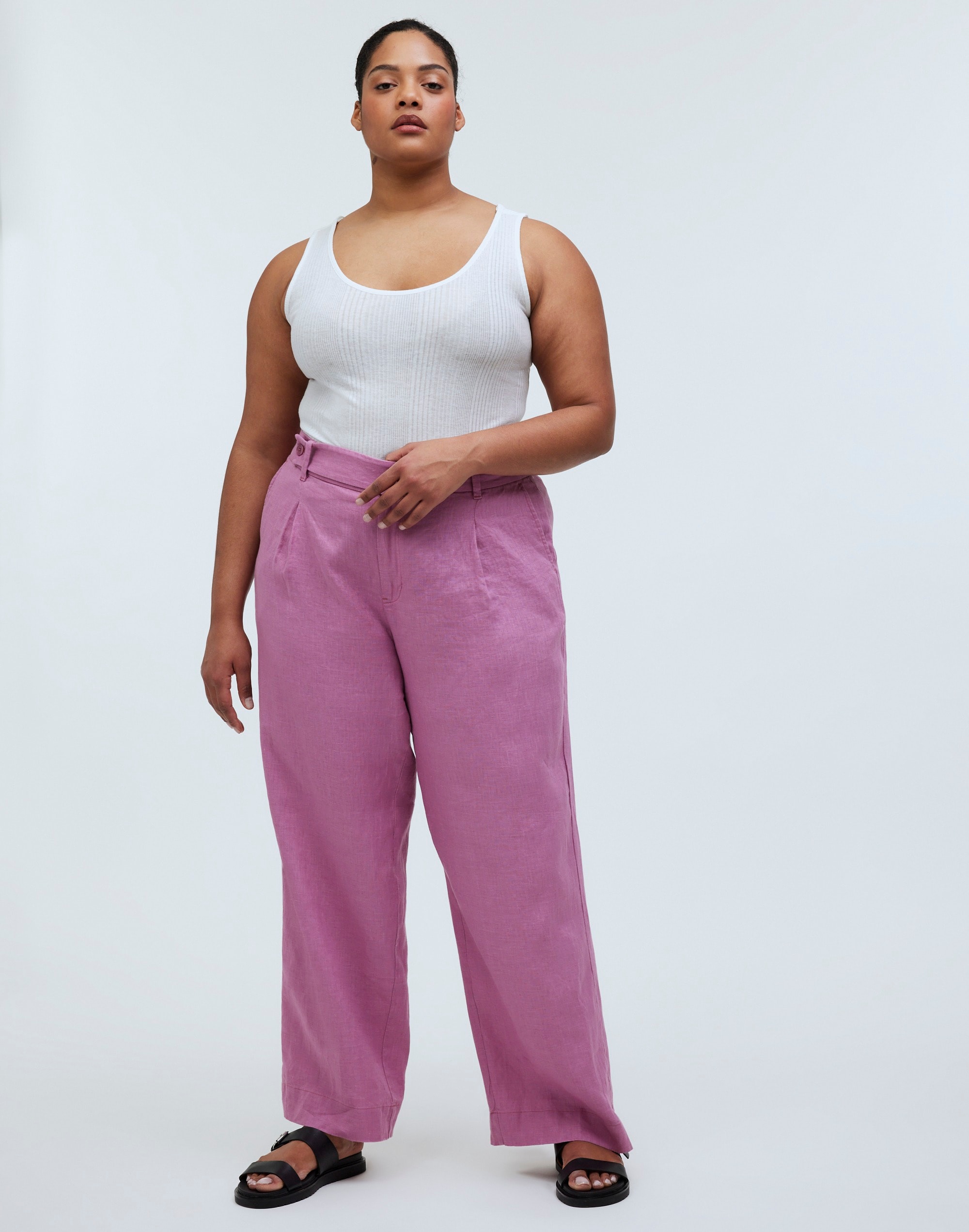 The Plus Harlow Wide-Leg Pant in 100% Linen