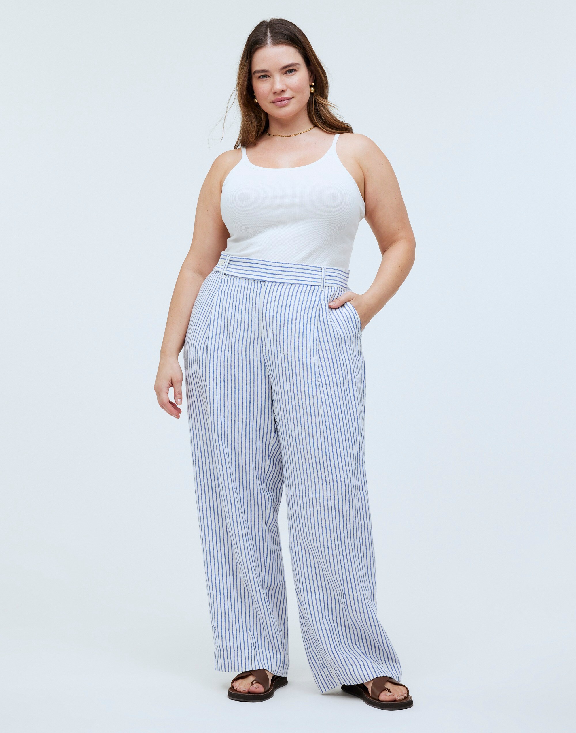 The Plus Harlow Wide-Leg Pant in 100% Linen