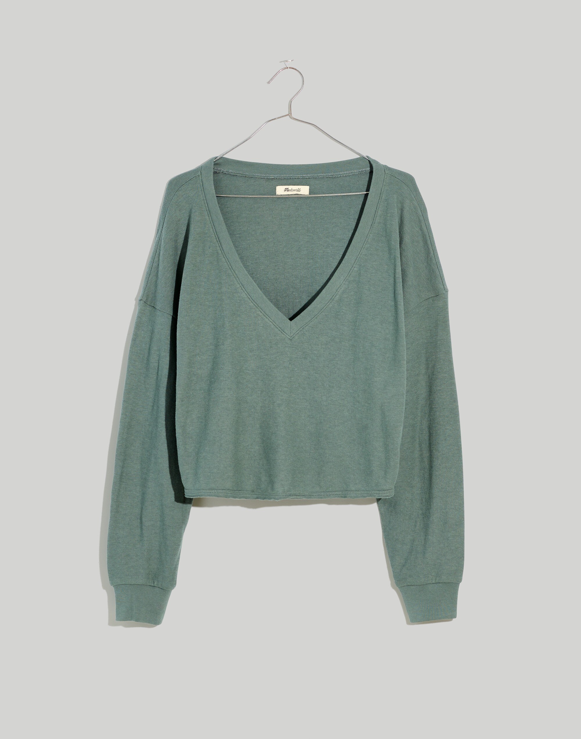 Plus Double-Faced V-Neck Long-Sleeve Tee