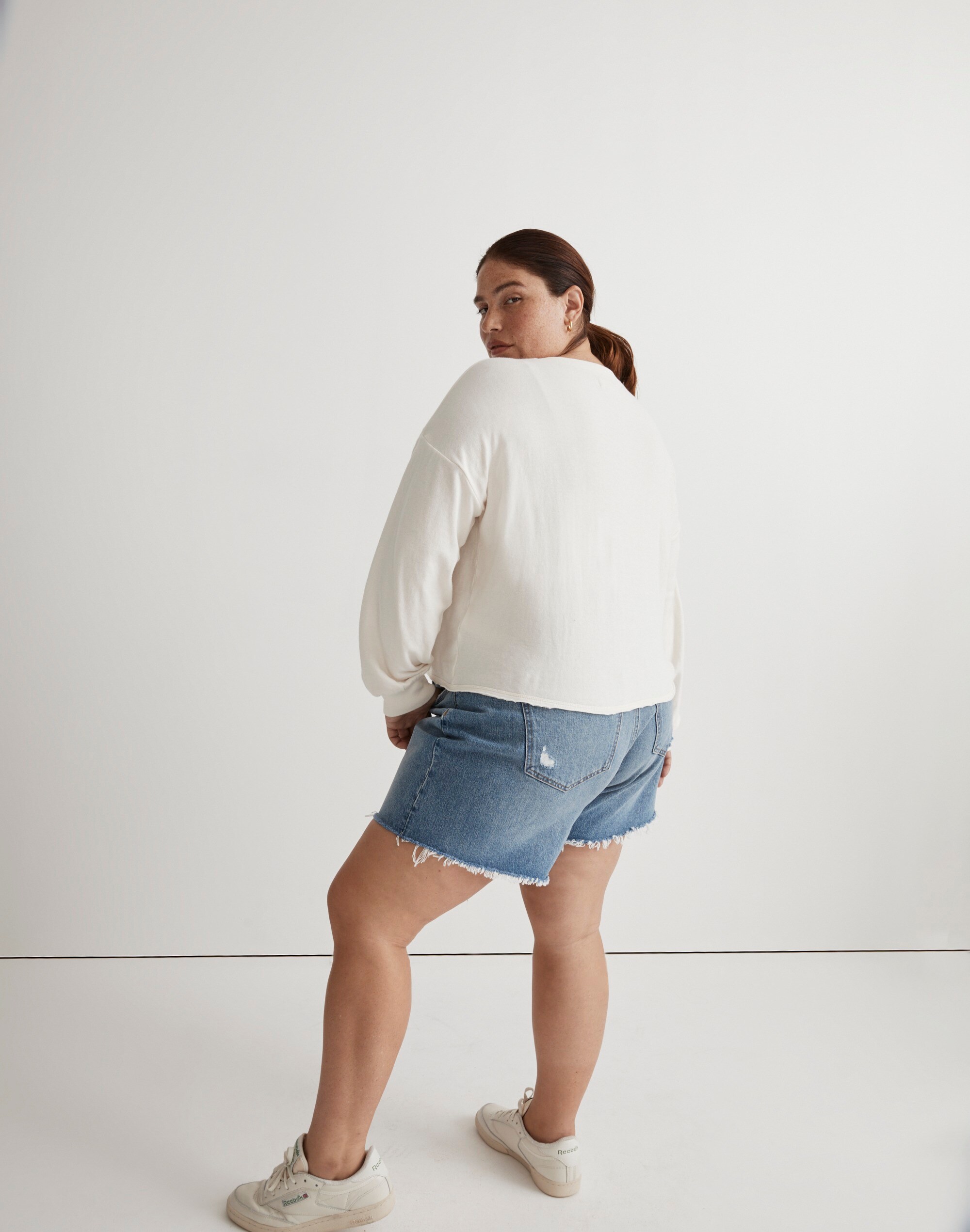 Plus Double-Faced V-Neck Long-Sleeve Tee