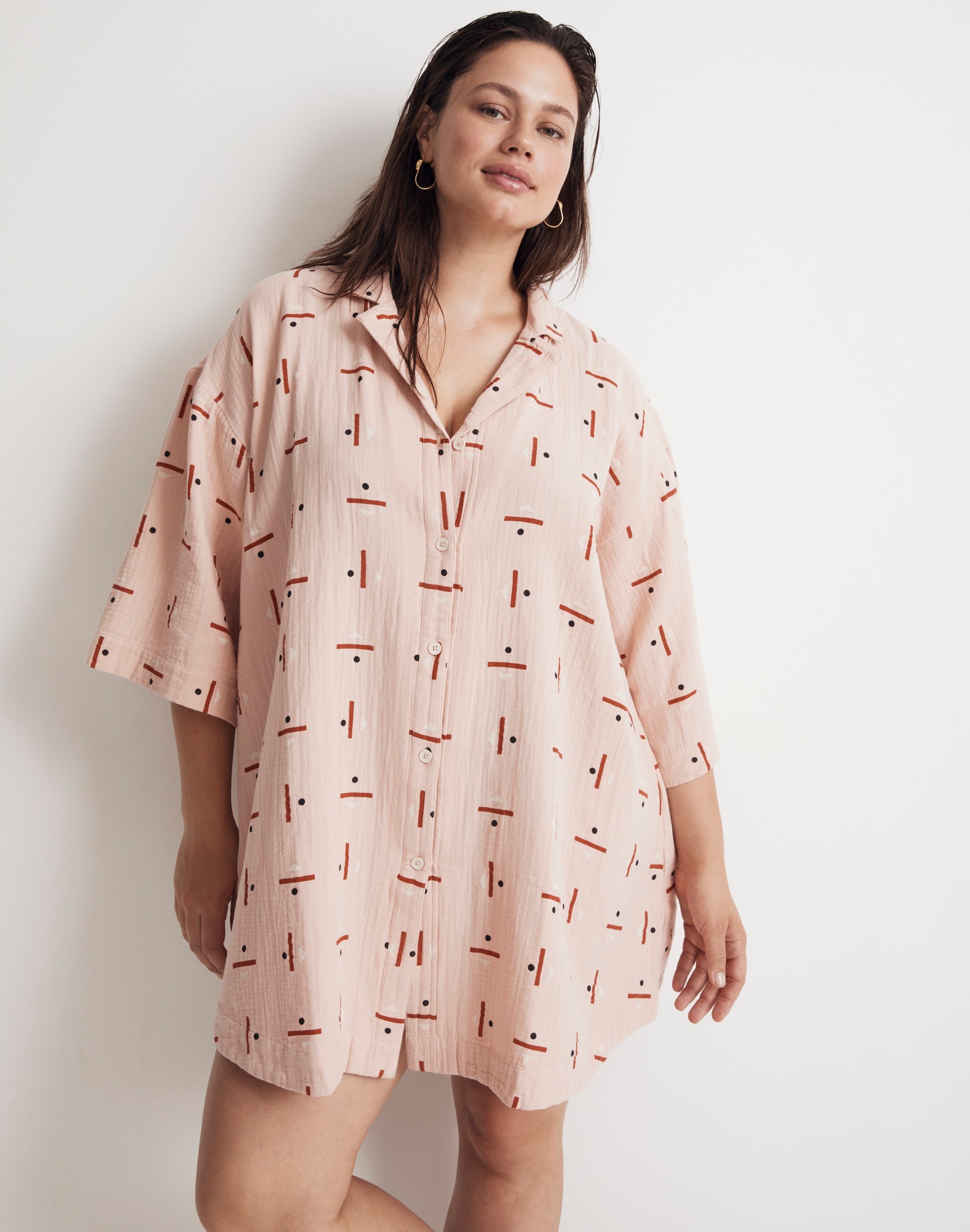 Madewell x Caroline Z Hurley Cover-Up Mini Shirtdress in Tridot