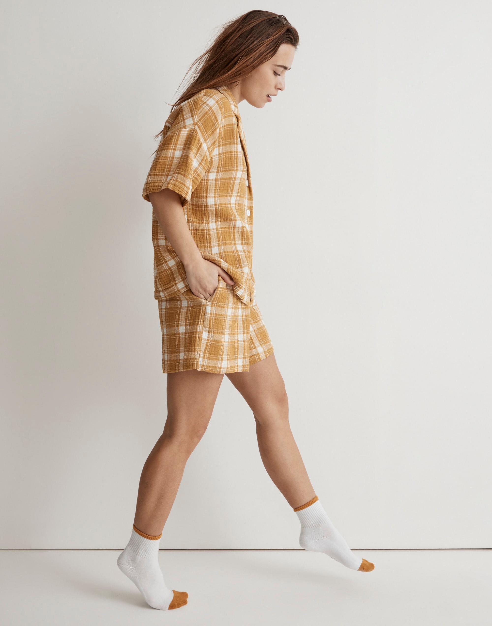Lightestspun Oversized Short Pajama Set in Plaid
