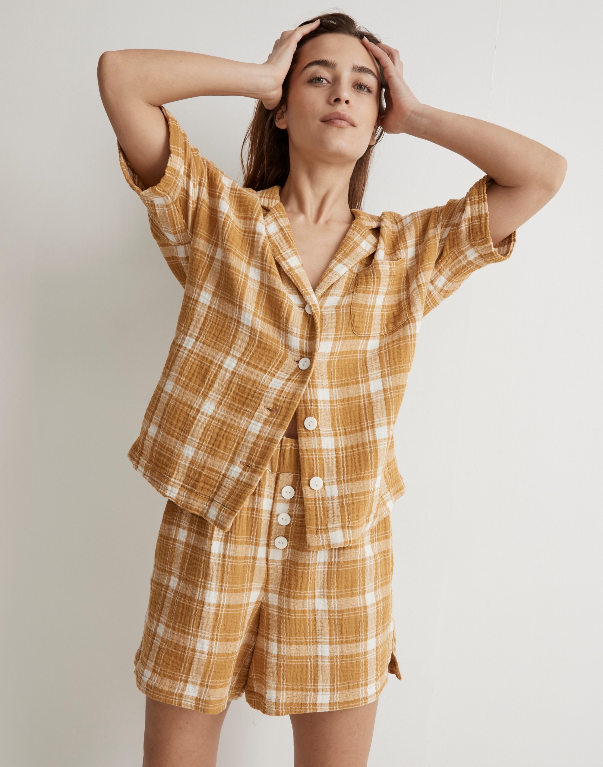 Lightestspun Oversized Short Pajama Set in Plaid