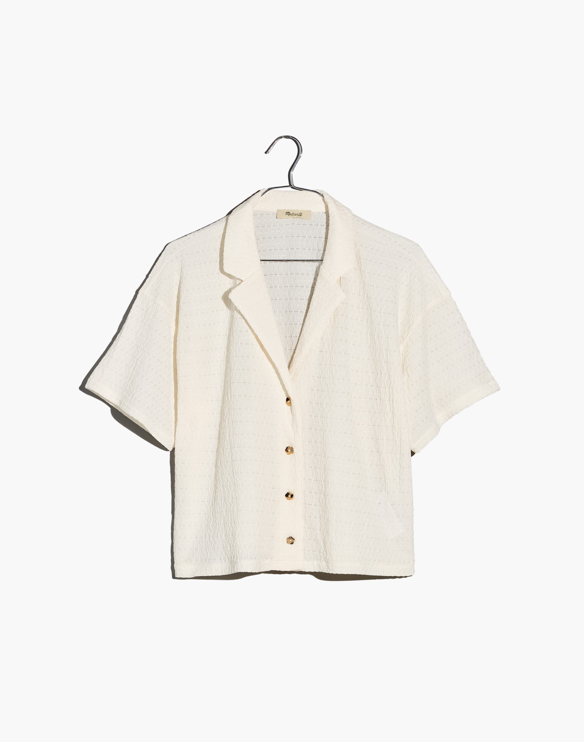 Plus Crinkle-Knit Button-Front Top