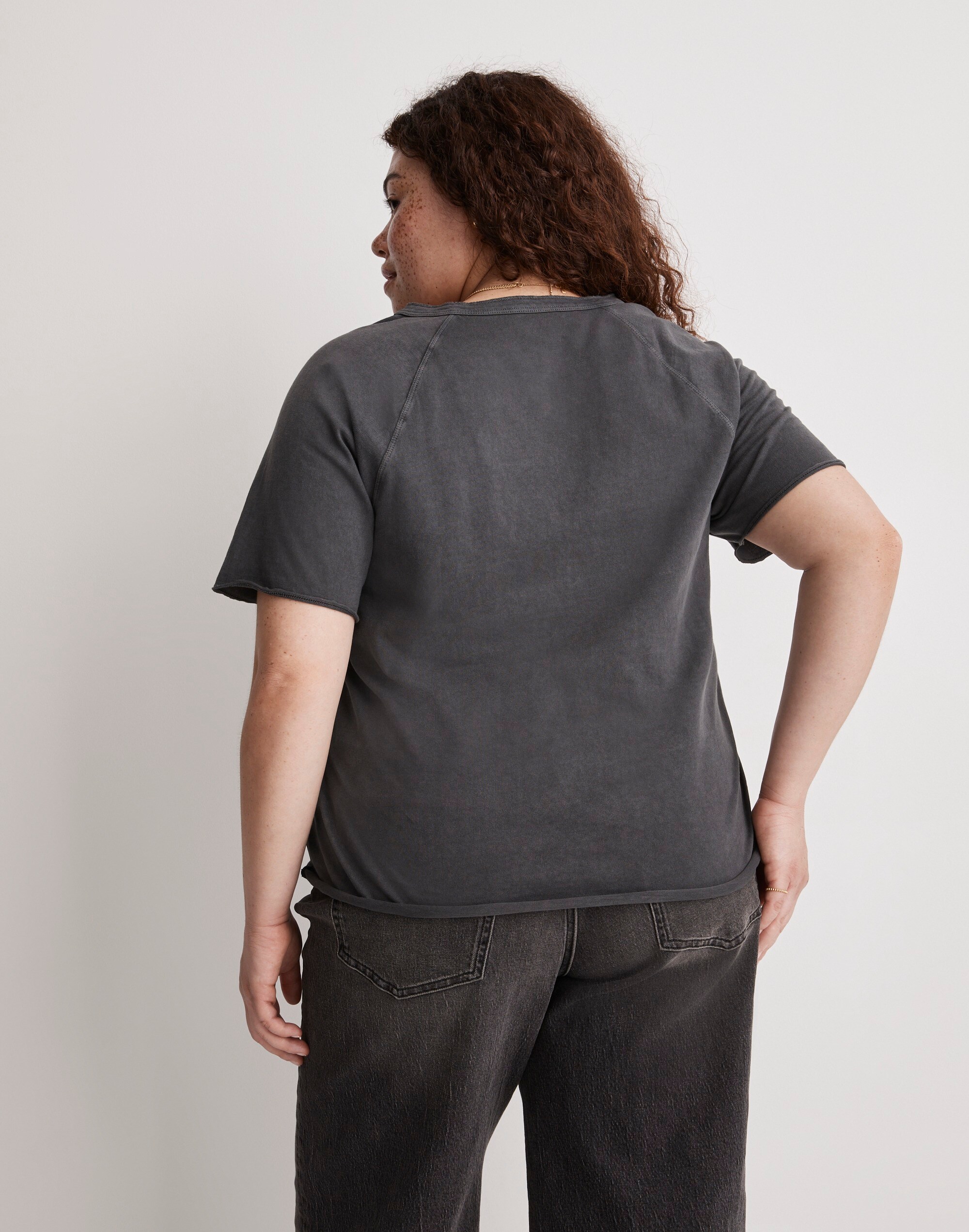 Plus Garment-Dyed Raglan Henley Tee