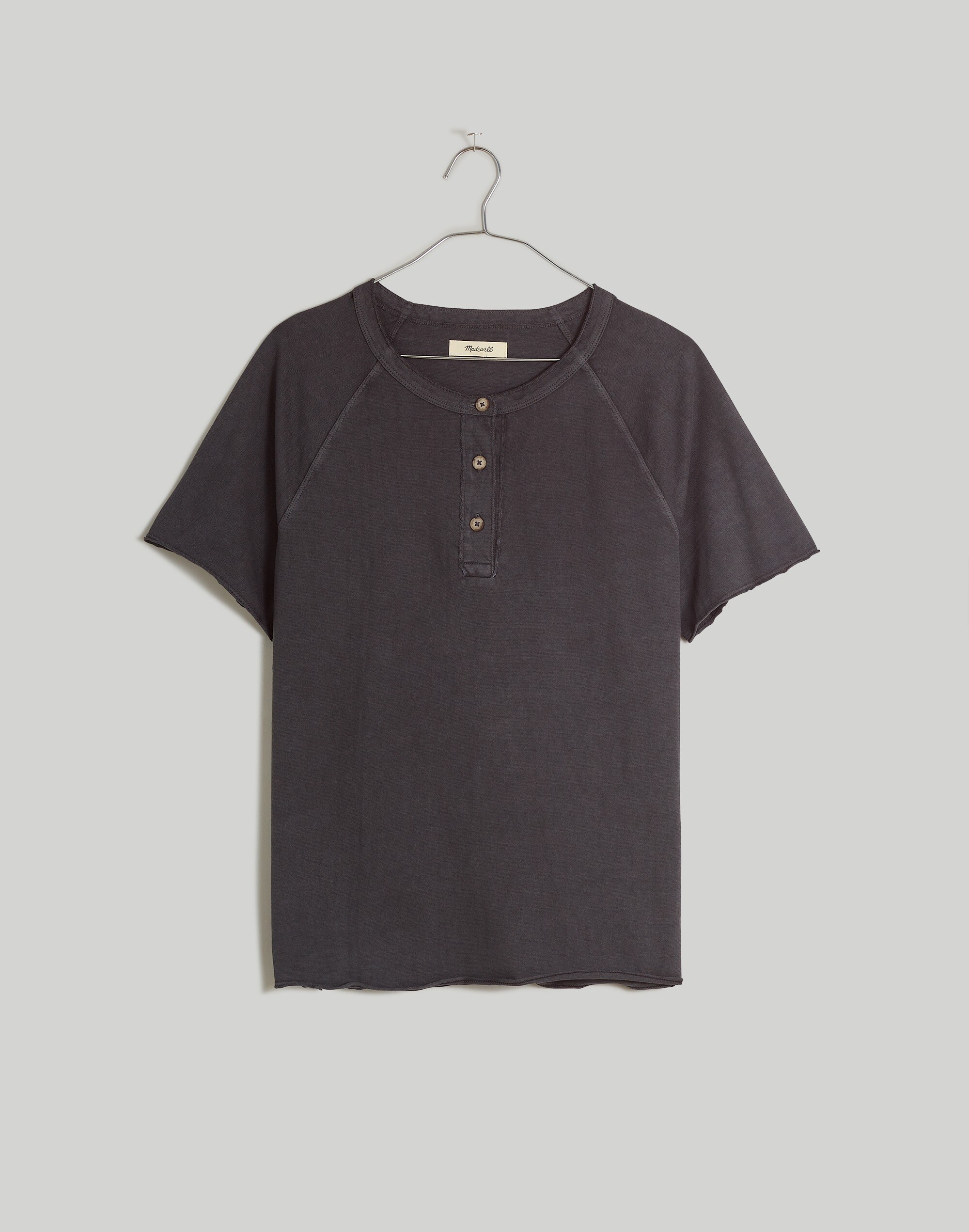 Plus Garment-Dyed Raglan Henley Tee