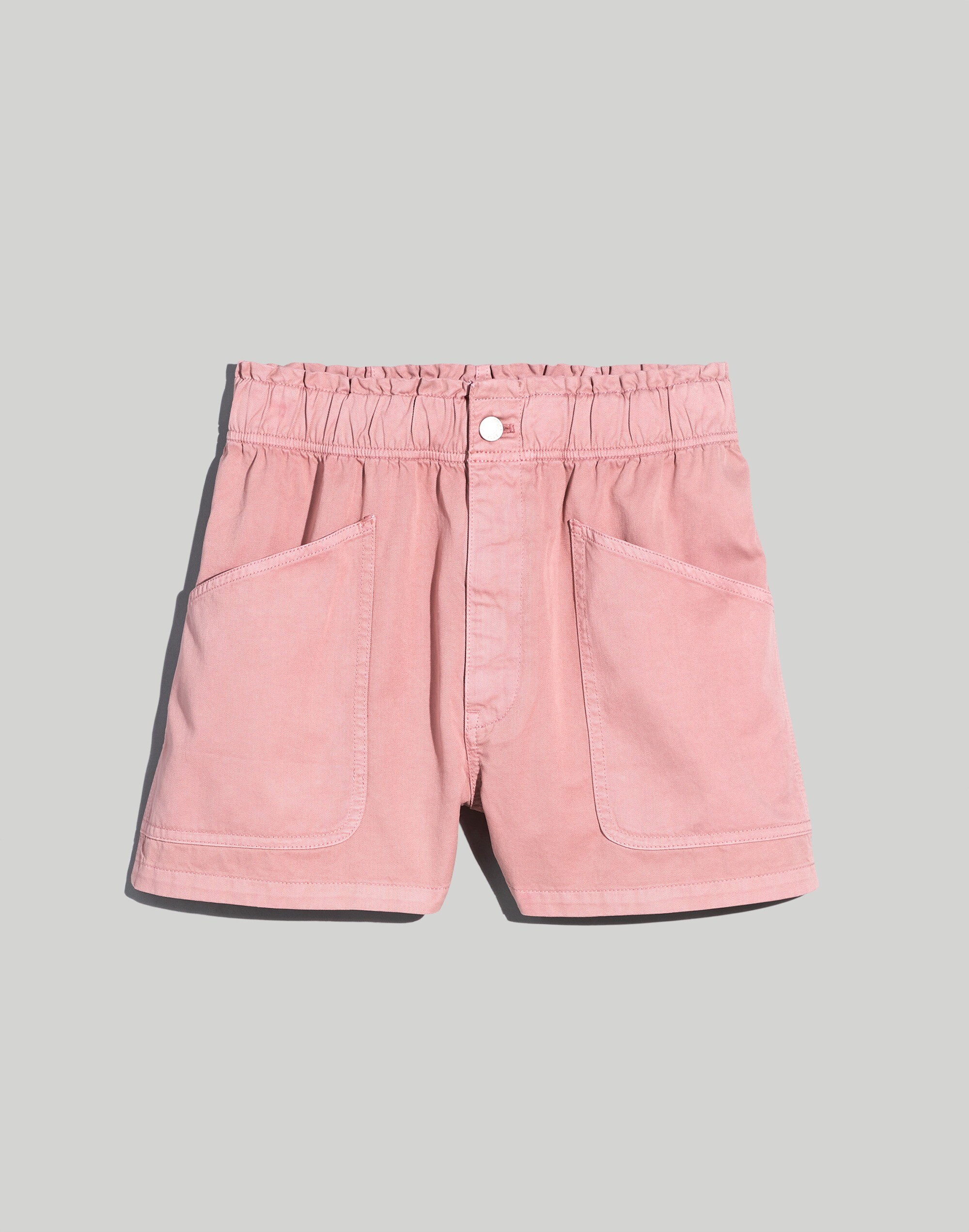 Plus Denim Pull-On Paperbag Utility Shorts: Garment-Dyed Edition