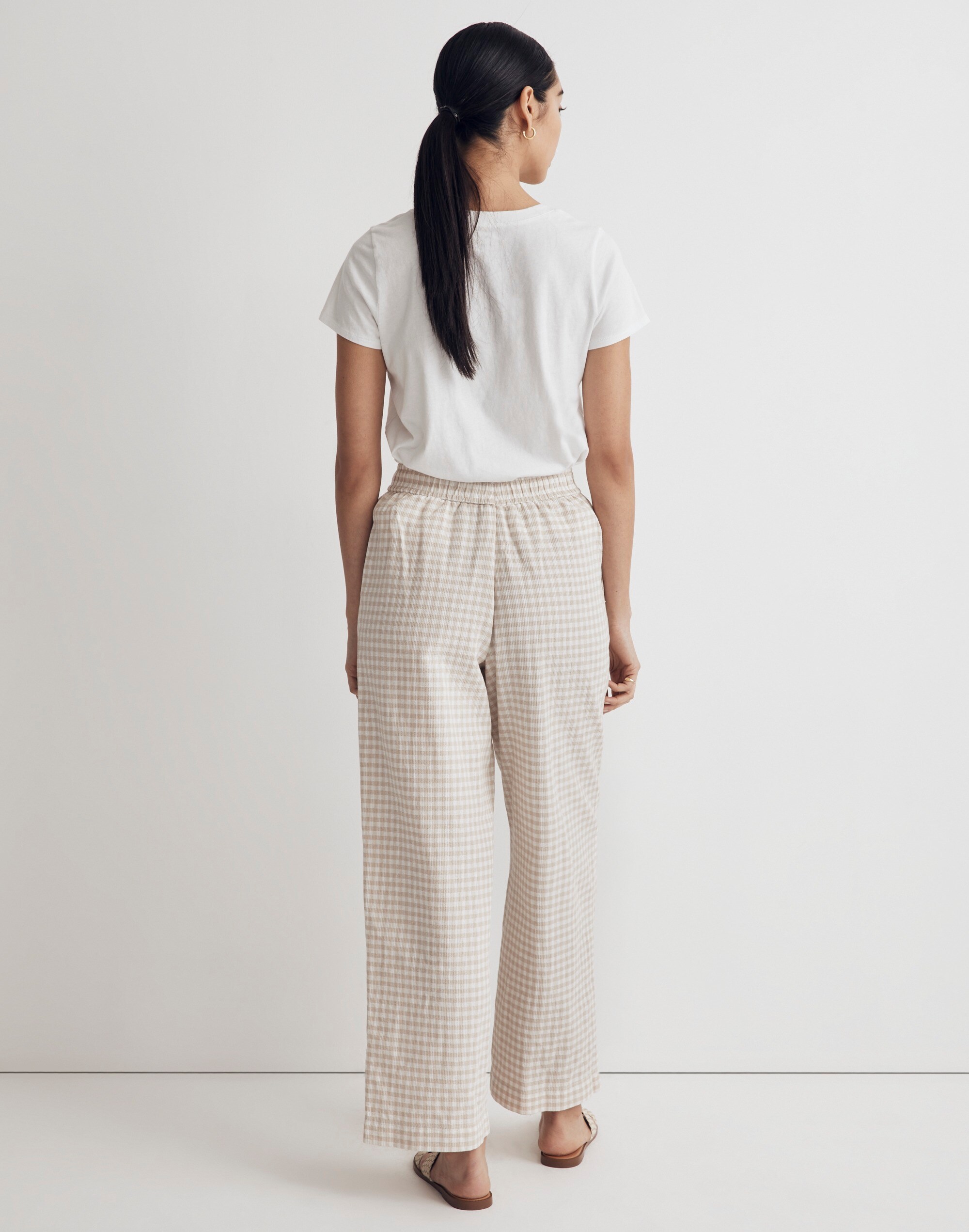 The Untailored Wide-Leg Pant in Gingham Lightspun