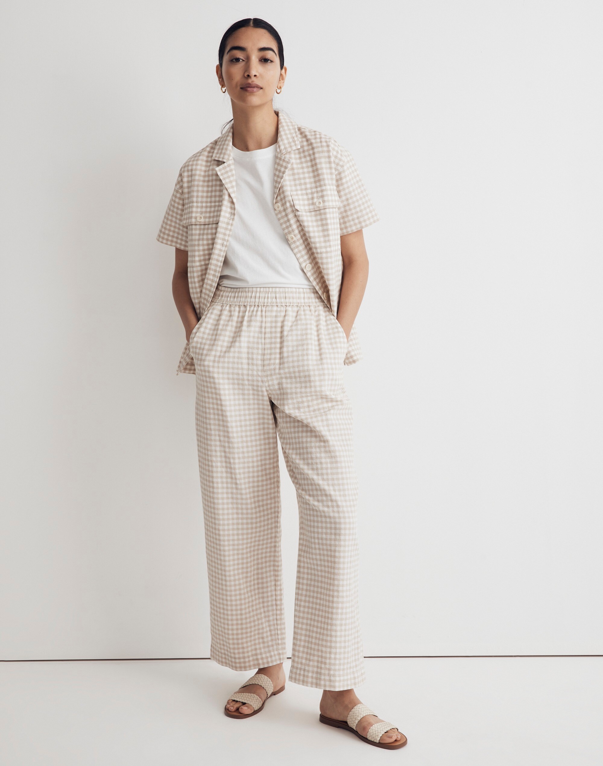 The Untailored Wide-Leg Pant in Gingham Lightspun
