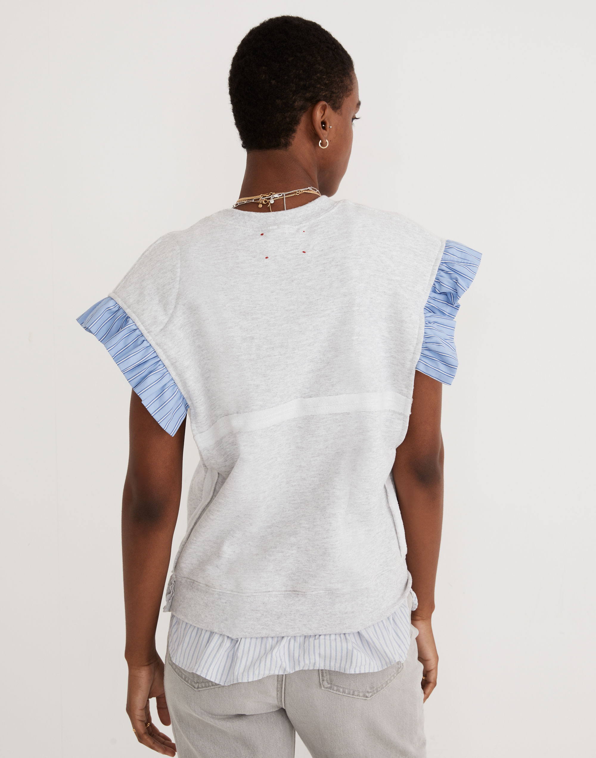 Madewell x Rentrayage Upcycled Woven-Mix Sweatshirt