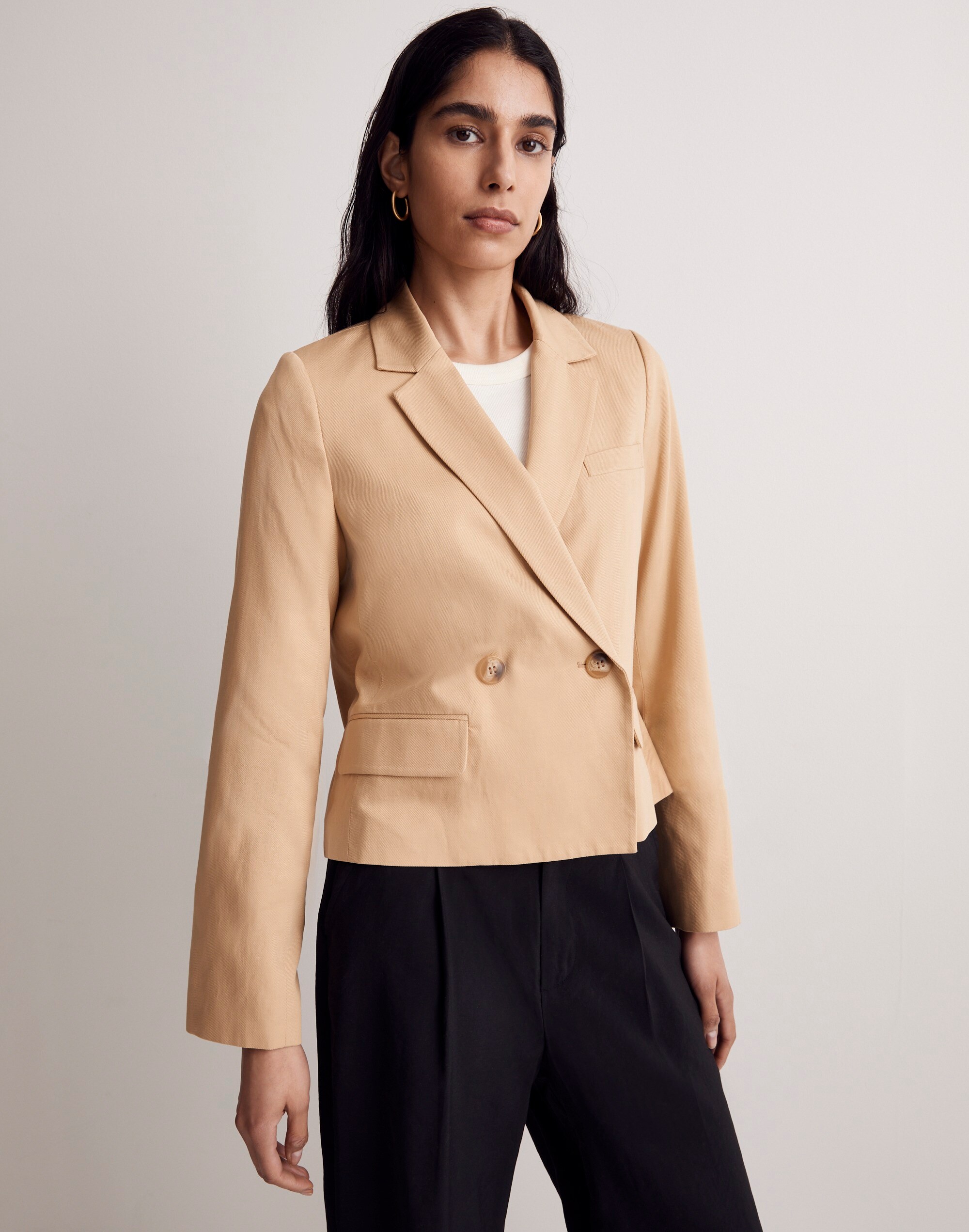 The Petite Caldwell Short Blazer in Drapeweave