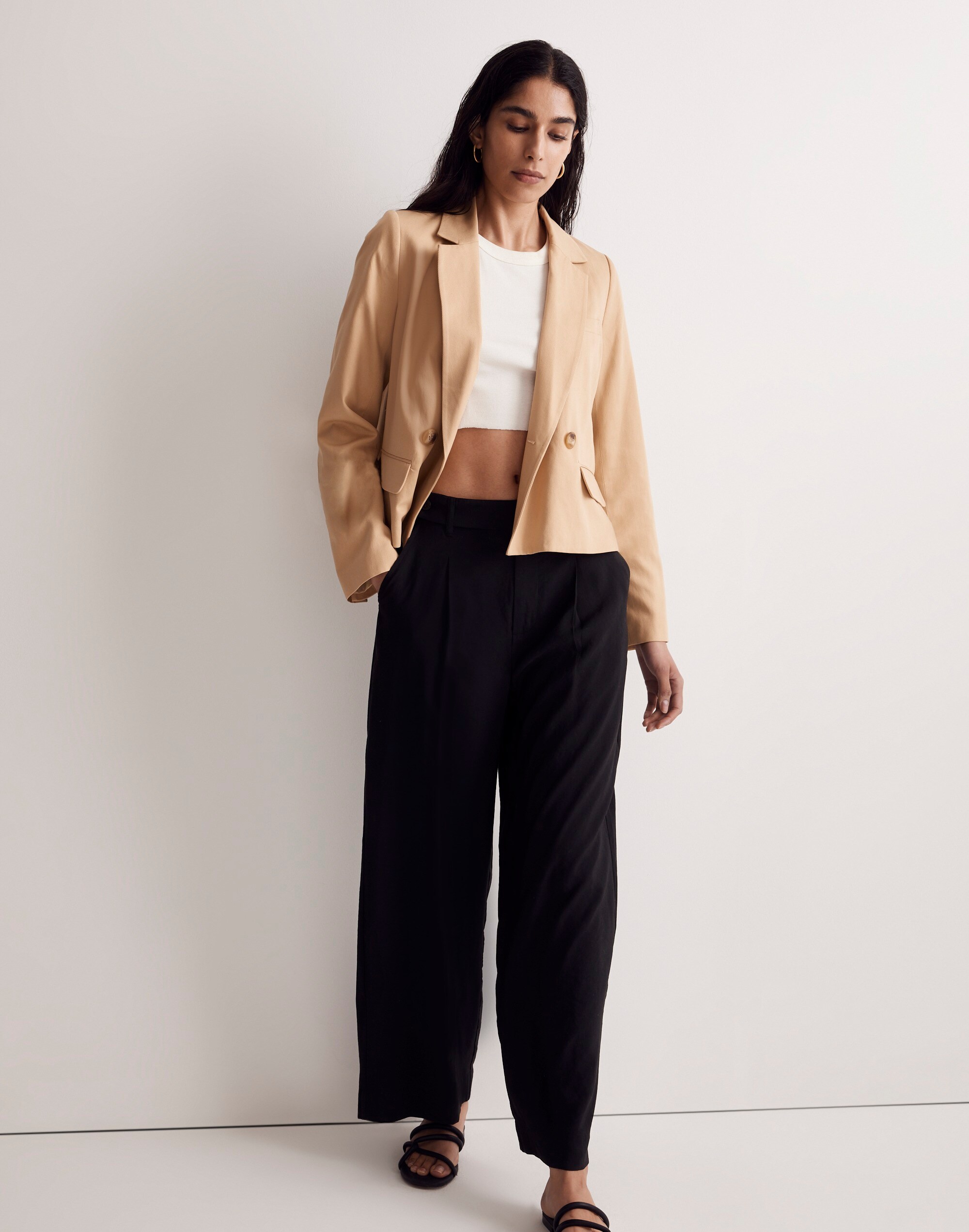 The Petite Caldwell Short Blazer in Drapeweave